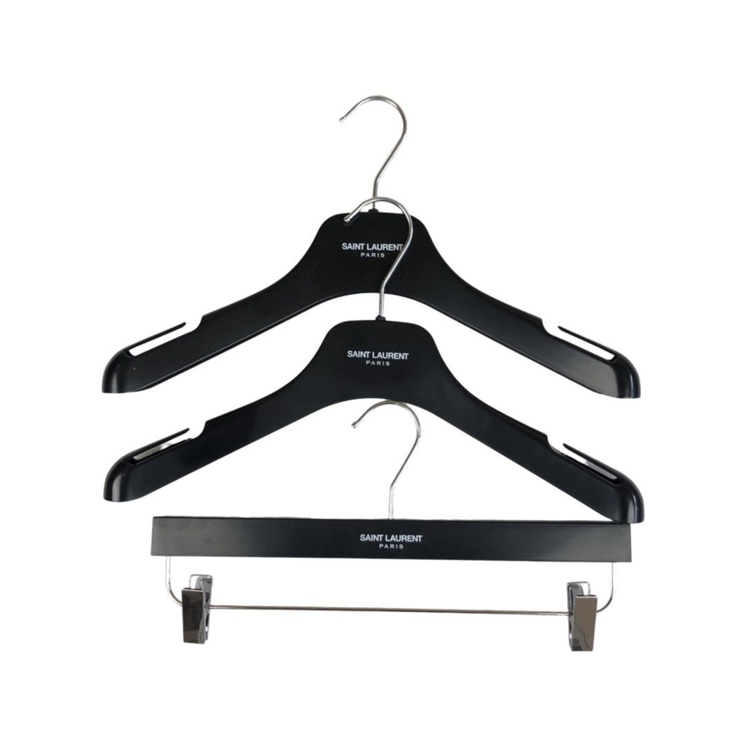 image of Saint Laurent Paris Saint Laurent Logo Plastic Hangers in Black, Men's