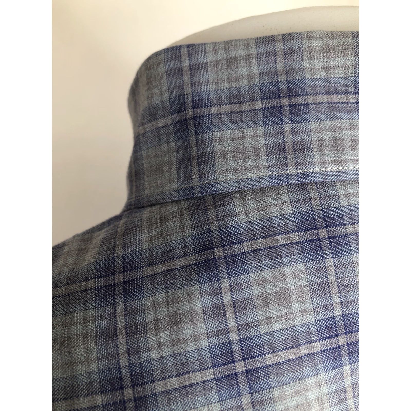 Canali CANALI ITALY Plaid Check Mens XL Shirt Button-Up Long Sleeve Gray / Blue / Purple Size US XL / EU 56 / 4 - 4 Thumbnail