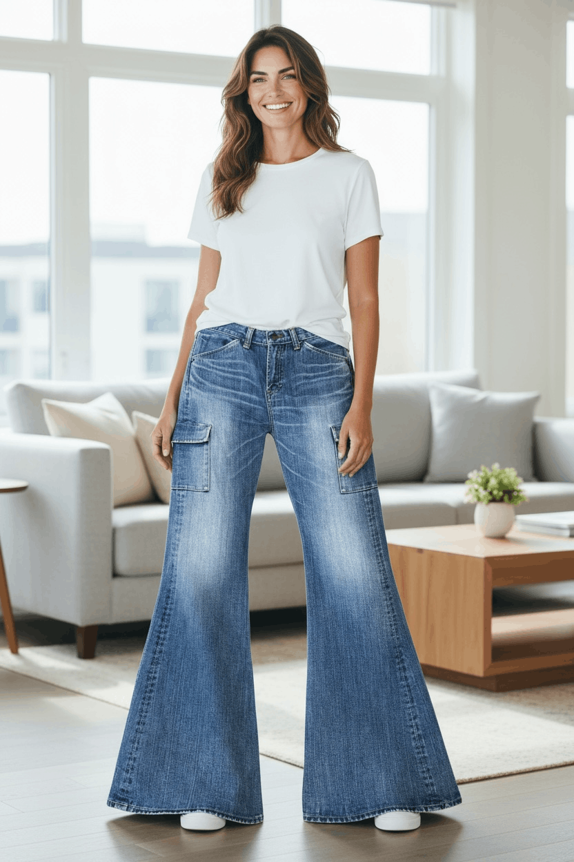 Big John UltraRare Vintage BIG JOHN Super Flare Hourglass Cargo Jeans Size 28" / US 6 / IT 42 - 2 Thumbnail