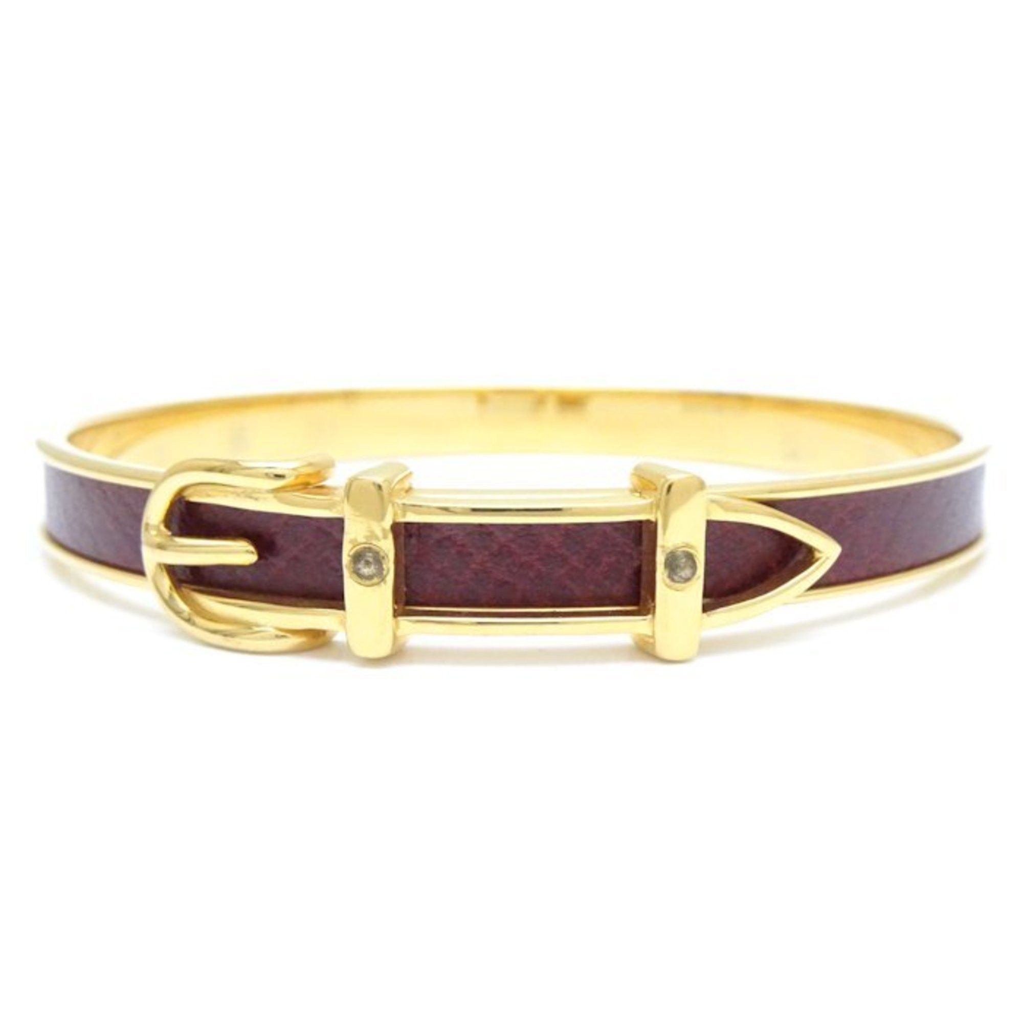 image of Hermes Jumping Bangle Brown X Gold Gp Plated 290070, Women's