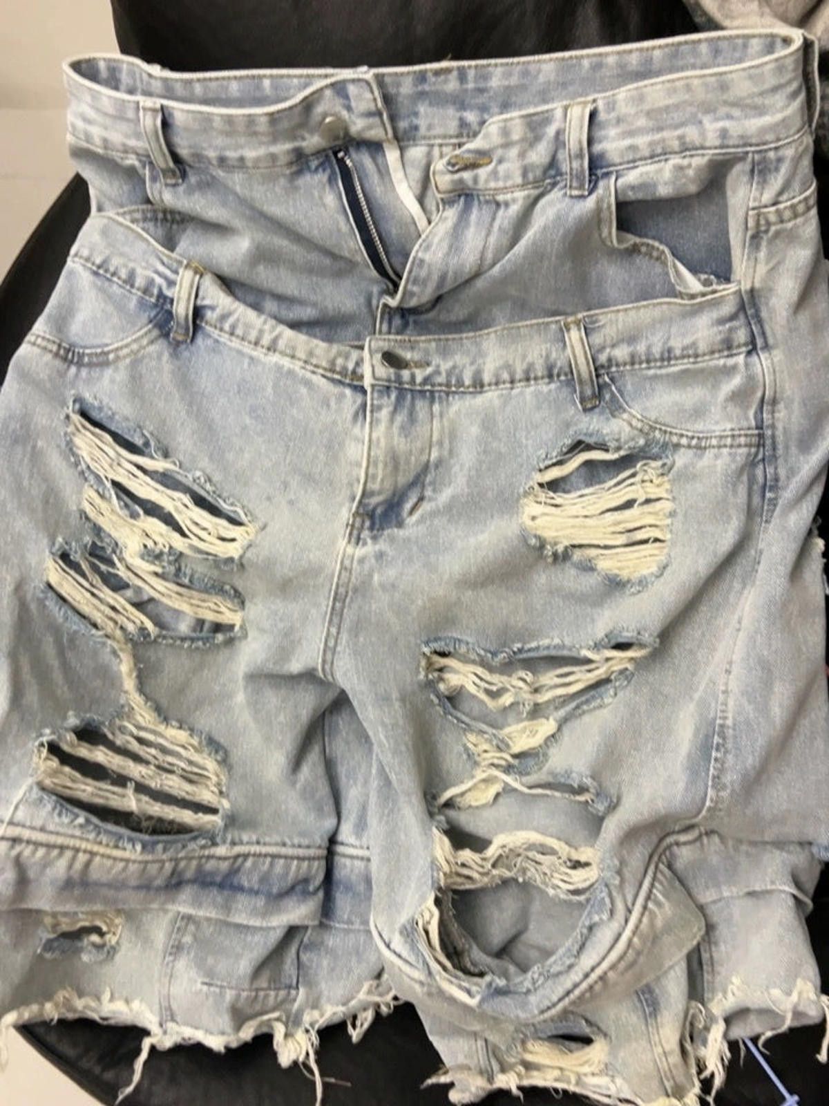 Jean Light Blue Distressed Ripped Double Waist Jorts Size US 34 / EU 50 - 5 Thumbnail