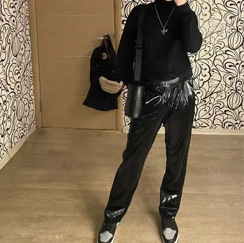 Other Leather Trousers Side Tight Waist Loose Casual Pants Size US 36 / EU 52 - 3 Thumbnail