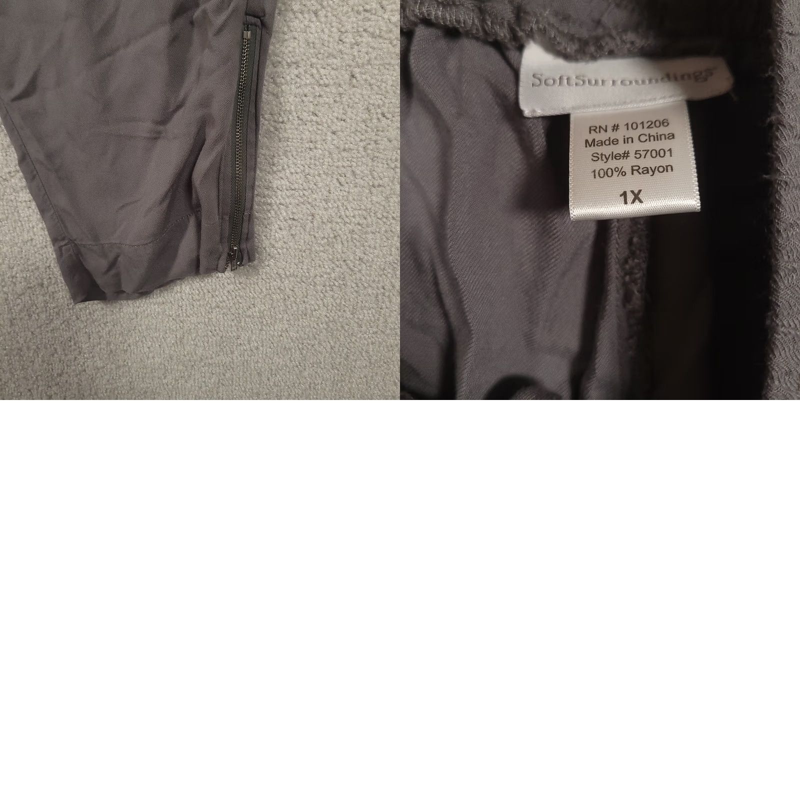 Soft Surroundings Soft Surroundings Pull On Pants Womens 1X Gray Lightweight Zip Ankle Side Pockets Tapered Bohemian Summer Spring Fall Ladies Mens Size 40" / US 18 - 8 Thumbnail