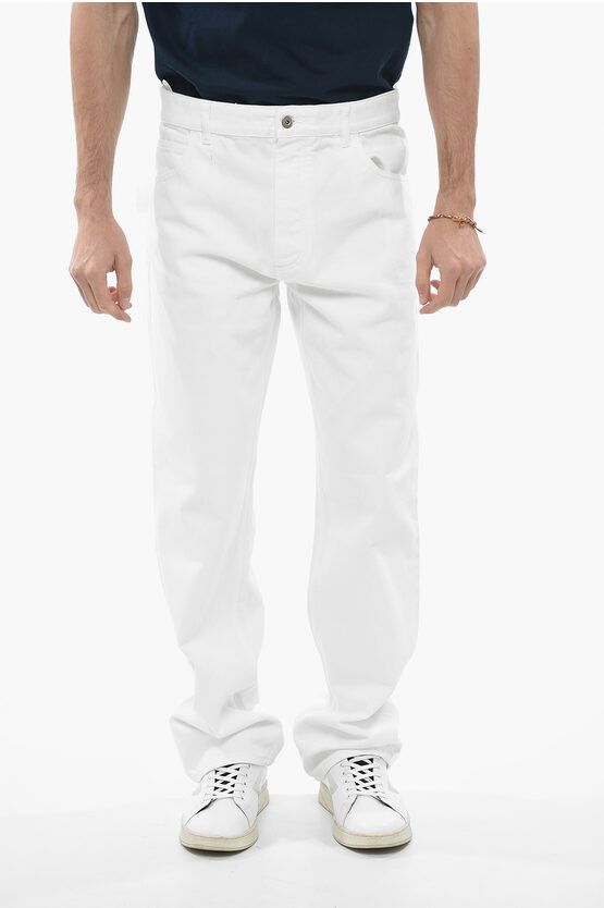 image of Bottega Veneta Straight-Leg Denims With Leather Patch in White, Men's (Size 33)