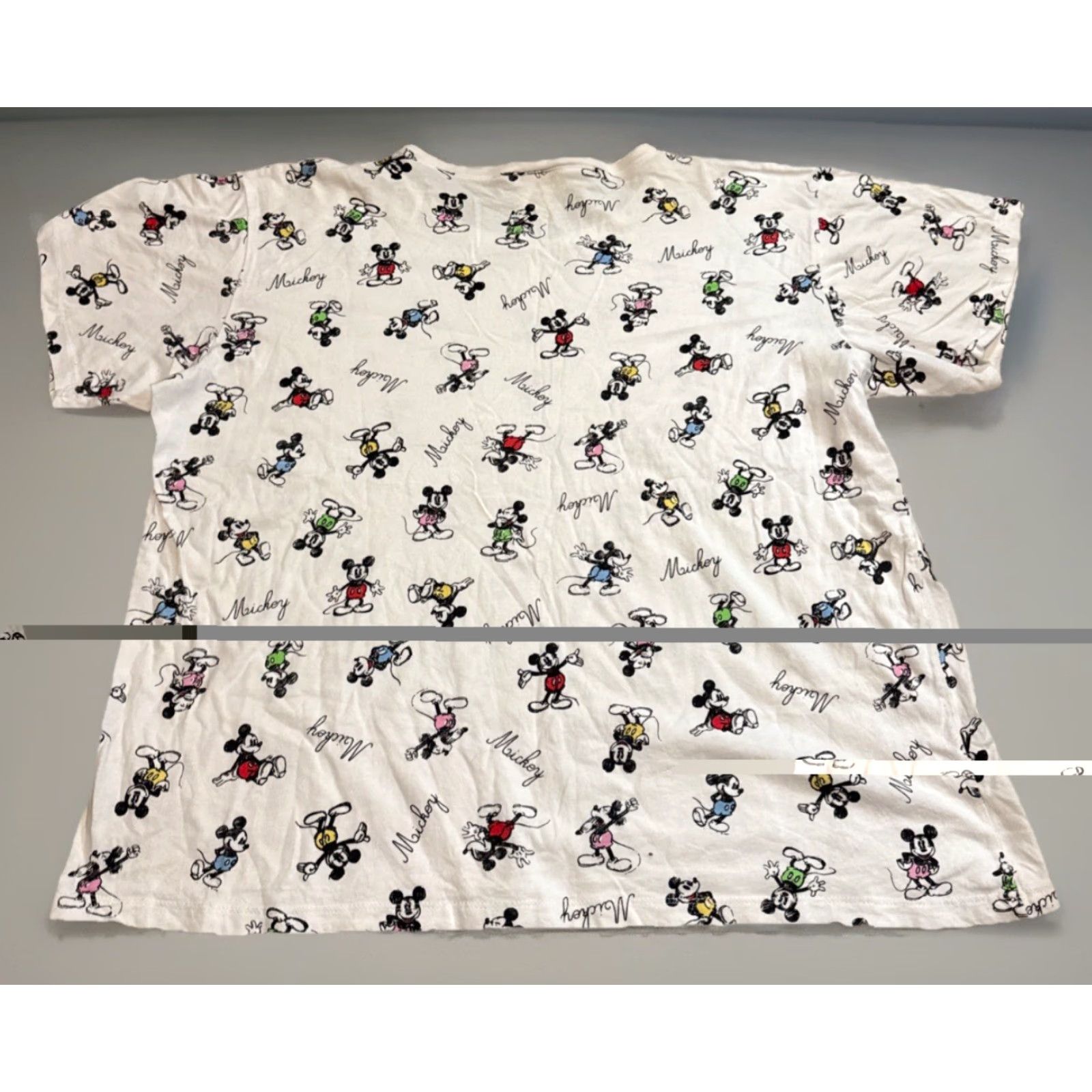 Vintage Disney Mickey Mouse Jerry Leigh All Over Print White T-Shirt 2X Womens Regular 2XL Size XXL / US 16-18 / IT 52-54 - 2 Thumbnail