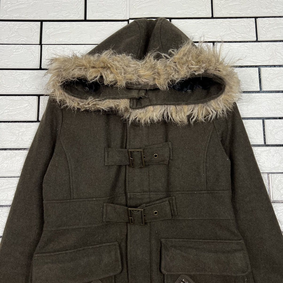 Japanese Brand RODEO CROWNS Faux Fur Hooded Coat Jacket #4088-C186 Size US M / EU 48-50 / 2 - 2 Thumbnail