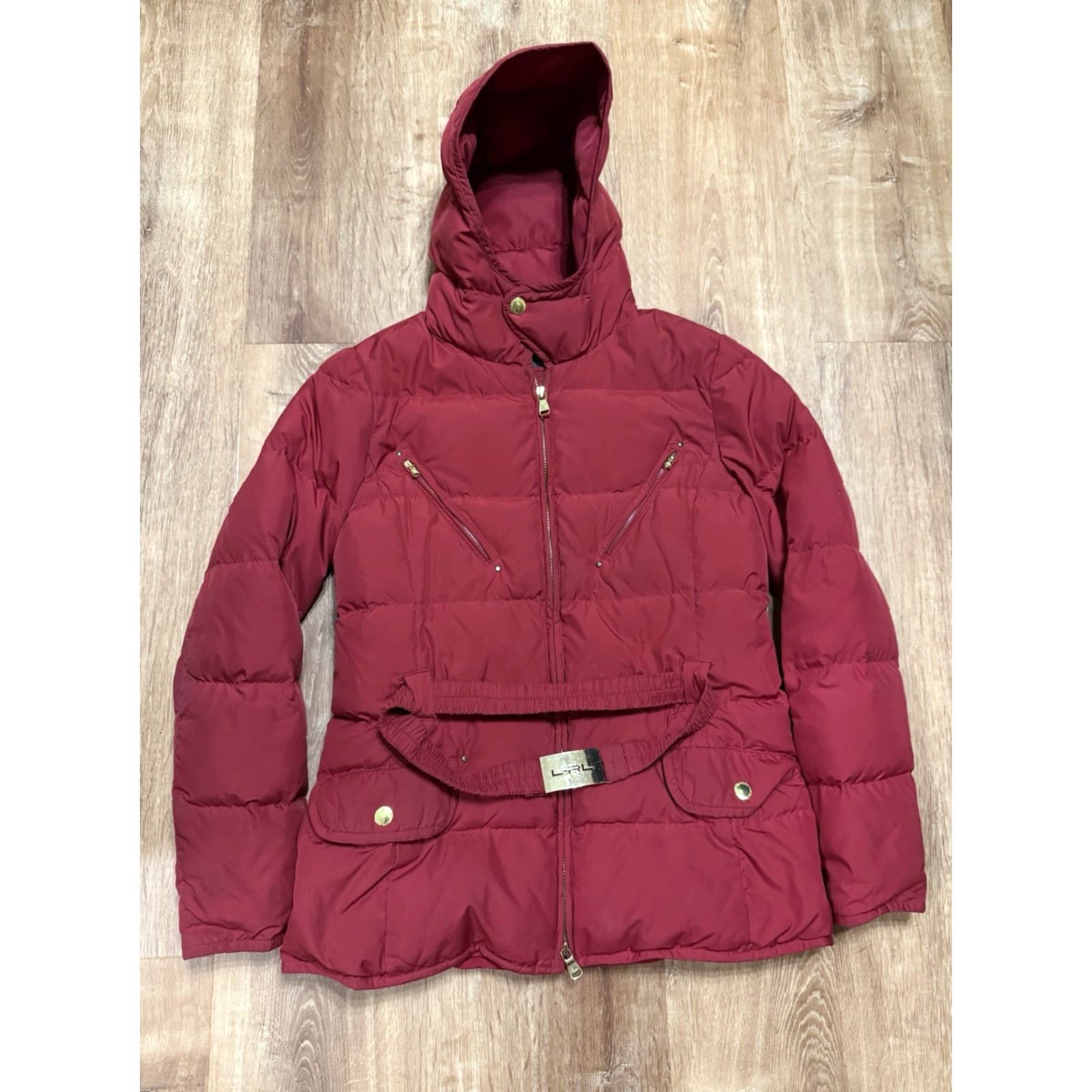 Ralph Lauren LAUREN Ralph Lauren Womens Red Hooded Zip Front Down Jacket Belt Medium Flaws Size M / US 6-8 / IT 42-44 - 2 Thumbnail