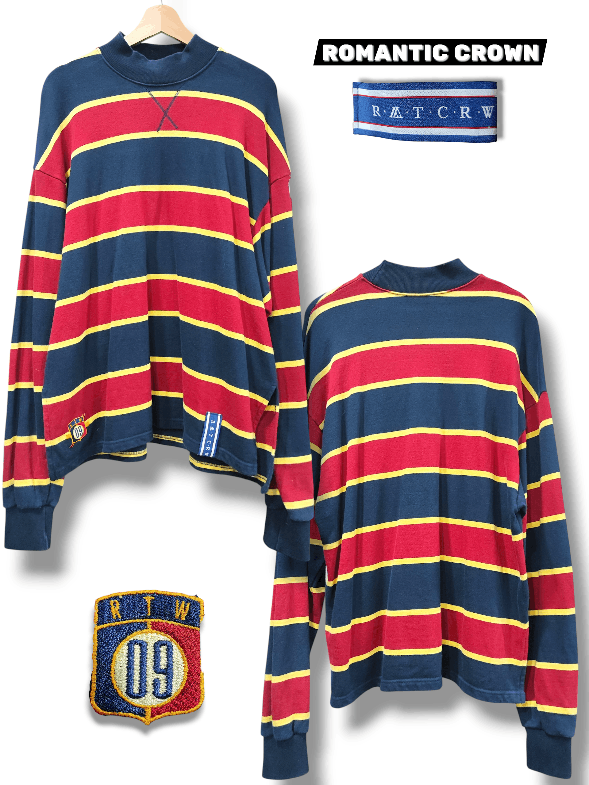 Japanese Brand ROMANTIC CROWN RUGBY LONG SLEEVE Size US L / EU 52-54 / 3 - 1 Thumbnail
