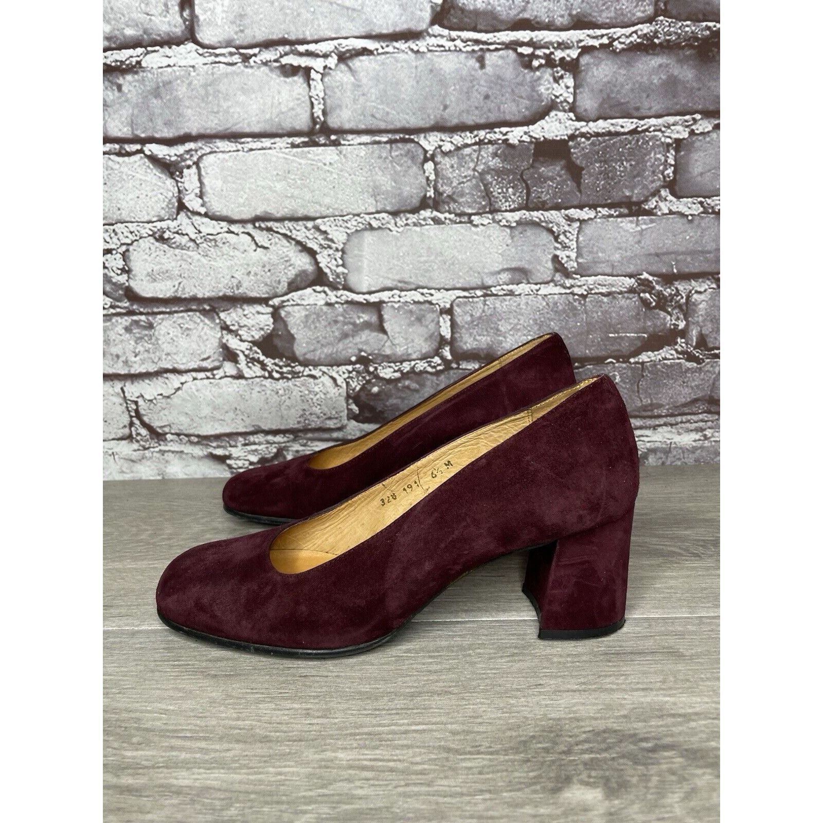 Other David Aaron Burgundy Maroon Suede Leather Round High Heels W Size US 6.5 / IT 36.5 - 15 Thumbnail