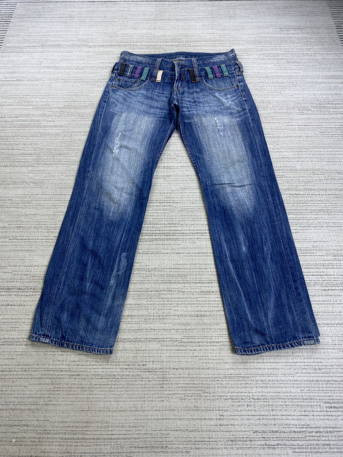 Hysteric Glamour Vintage Japanese Brand Double Waist Distressed Denim Pants Size US 33 - 2 Thumbnail