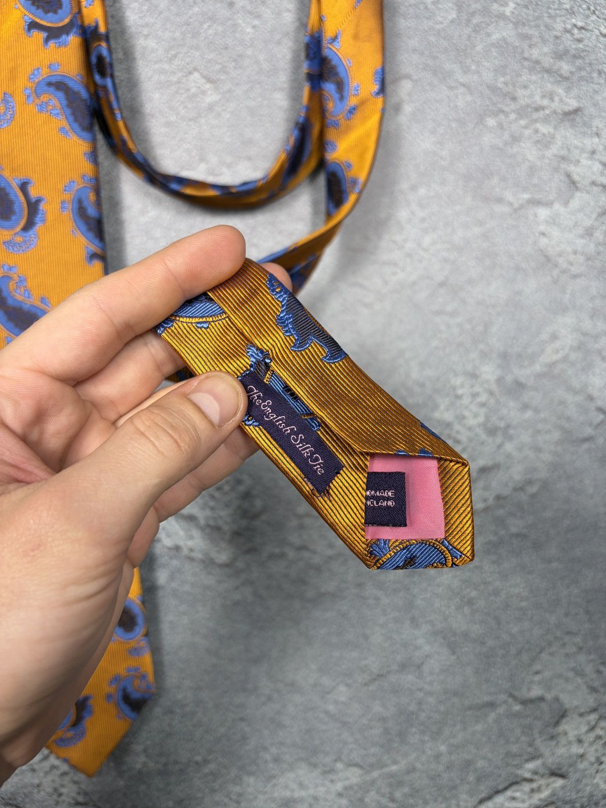 Hermes Seaward and Stearn Orange Paisley Silk Tie Size ONE SIZE - 6 Thumbnail