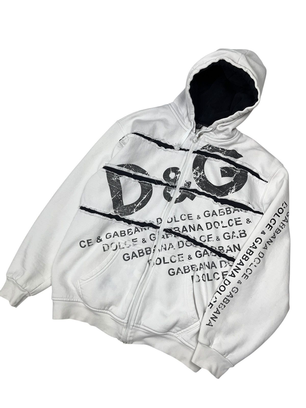 Vintage Dolce Gabbana Zip Hoodie Big Logo Bootleg y2k