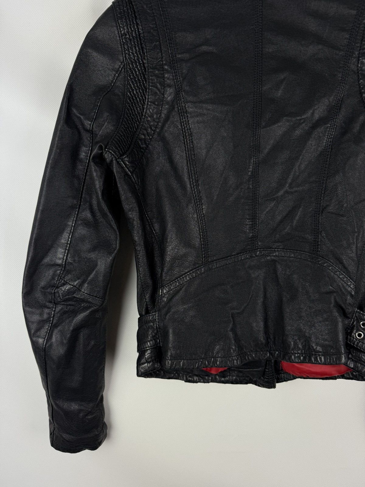 JOFAMA Jofama By Kenza Ladies Gothic Leather Biker Jacket Size 34 Size XS / US 0-2 / IT 36-38 - 16 Thumbnail