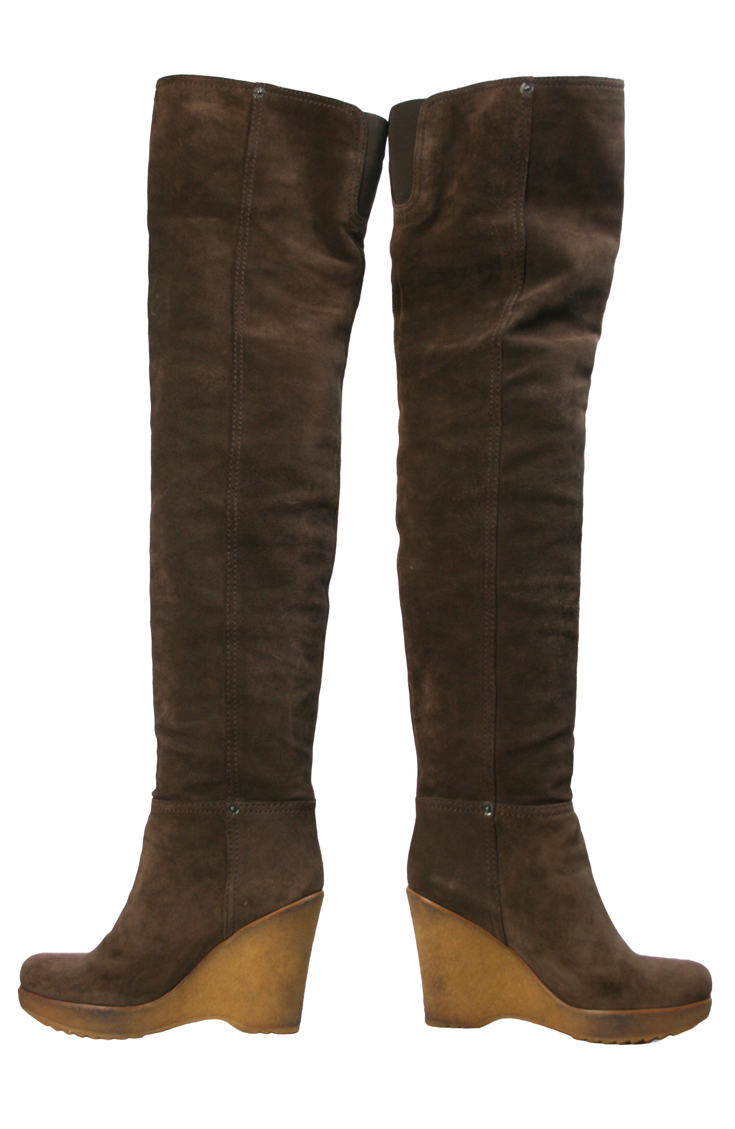 Prada 2014 Wedge Suede Overknees Boots Size US 8 / IT 38 - 8 Thumbnail