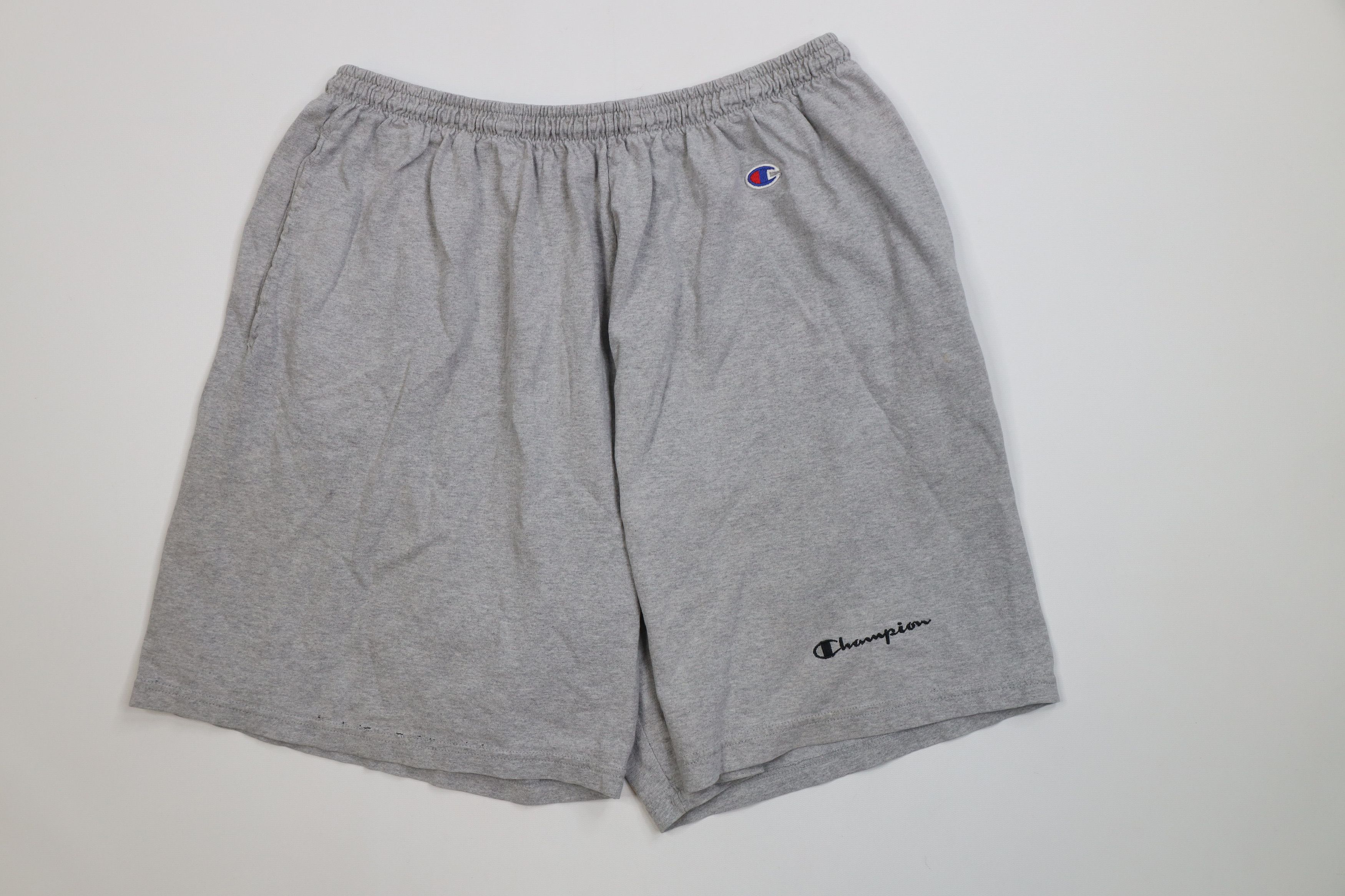 Champion Vintage 90s Champion Spell Above Knee Shorts Heather Gray Size US 36 / EU 52 - 1 Thumbnail