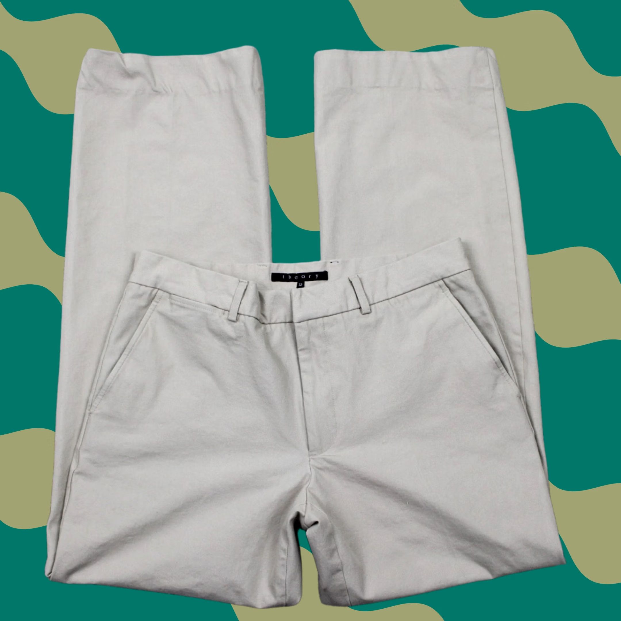Theory Vintage Theory Chino Pants Mens 32 Flat Front Straight Leg 30" Inseam Beige Cotton Nylon Lycra Regular Size 32 Mens Pants Size US 32 / EU 48 - 1 Thumbnail