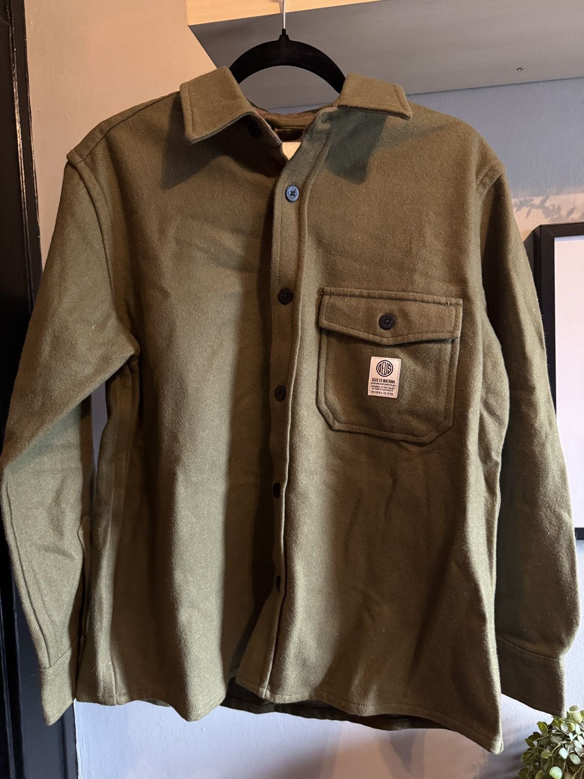 Deus Ex Machina CPO Wool Shirt Olive Drab Size M / US 6-8 / IT 42-44 - 3 Thumbnail