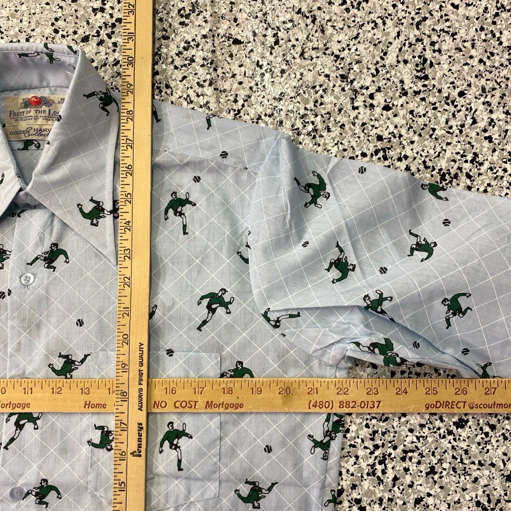 Fruit Of The Loom VINTAGE Fruit of the Loom Golden Harvest Shirt Medium Mens Blue 70s Dagger Button-Up Collar Size US M / EU 48-50 / 2 - 3 Thumbnail