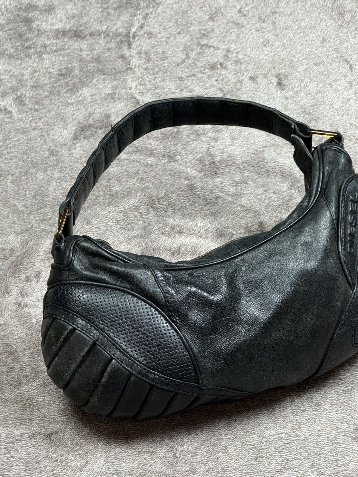 Diesel Vintage Diesel Black Leather Biker Shoulder Bag Size ONE SIZE - 2 Thumbnail