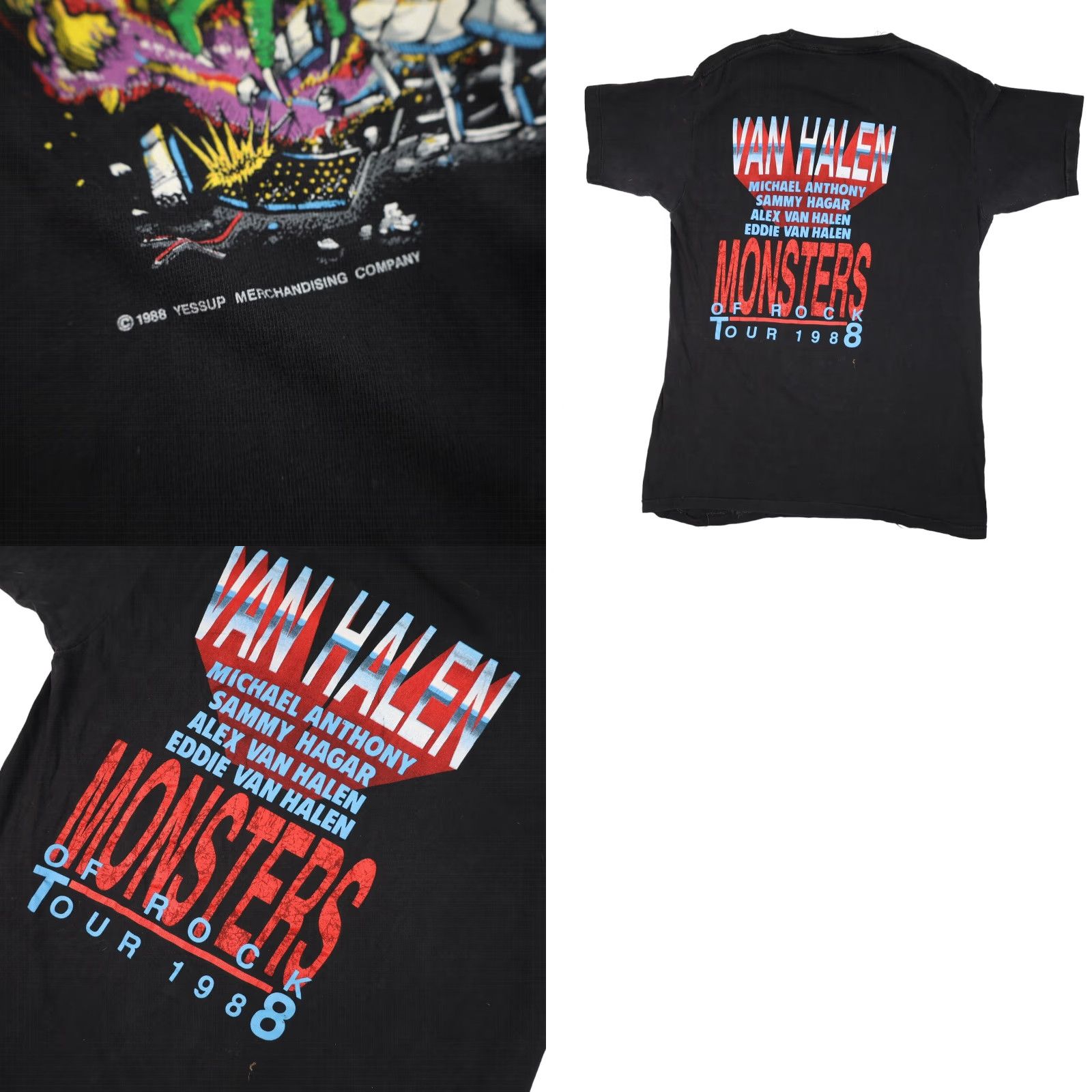 Vintage VINTAGE Van Halen Monsters of Rock Tour T Shirt Black Mens L Large 1988 Size US L / EU 52-54 / 3 - 8 Thumbnail