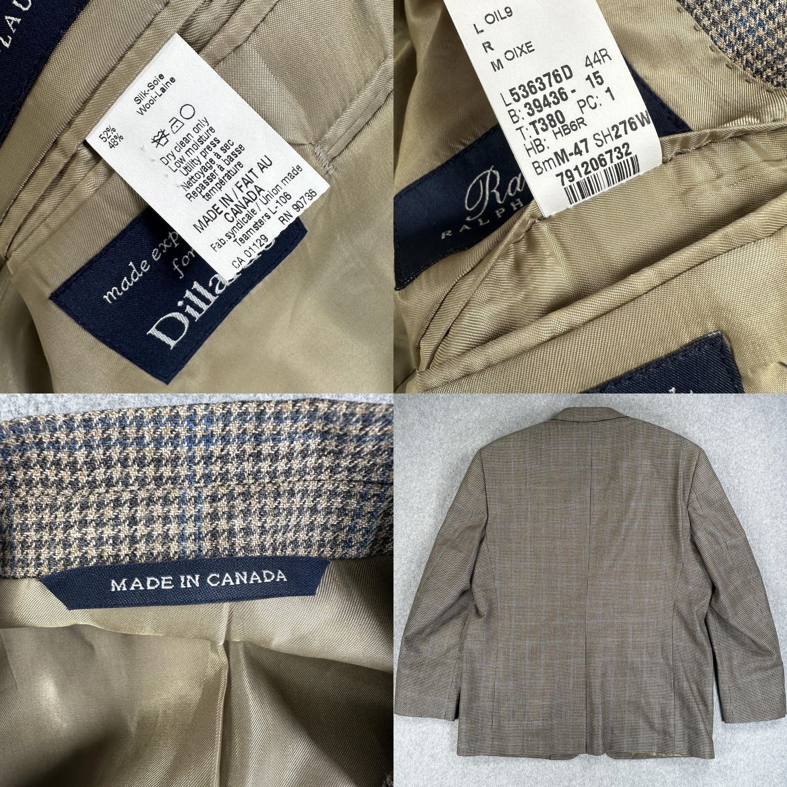 Ralph Lauren VINTAGE Ralph Lauren Blazer Sport Coat Mens 44 Brown Silk Wool Check Canada Tweed Size 44R - 9 Thumbnail