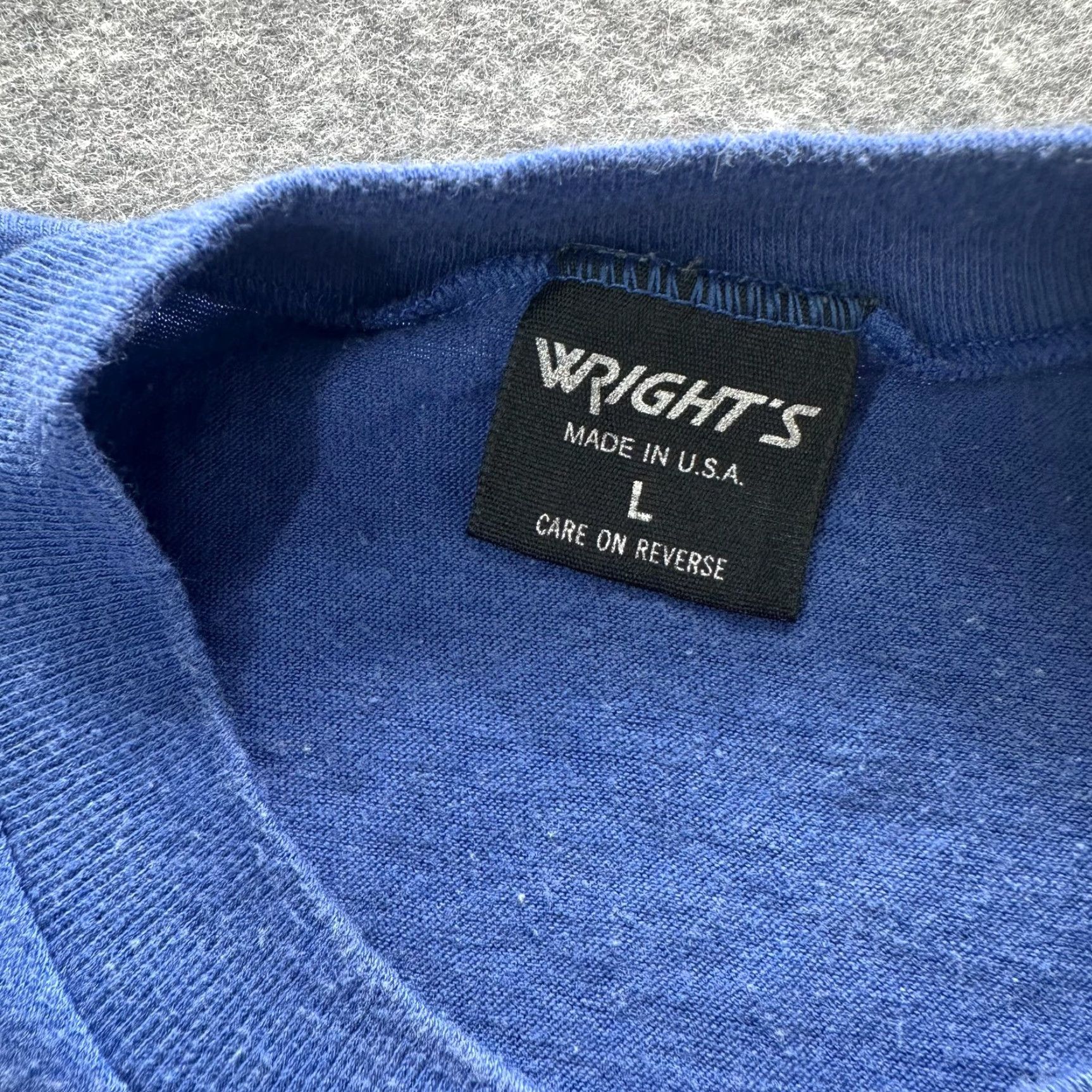 Vintage VINTAGE Wright's Shirt Mens Large Blue Sleeveless Muscle Tee Made USA Shirt Size US L / EU 52-54 / 3 - 3 Thumbnail