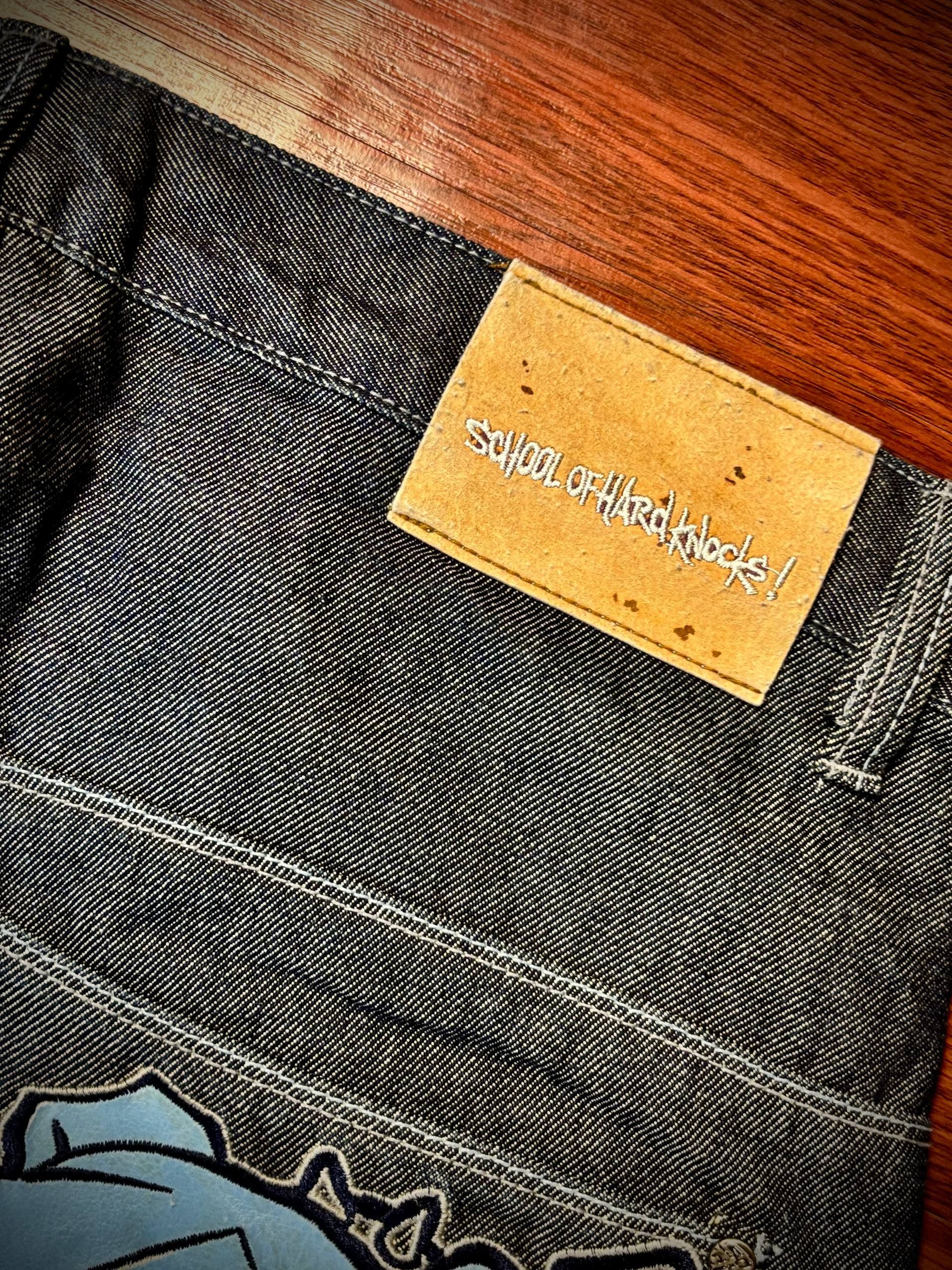 JNCO Vintage 00s SOHK Bulldogs Lace Back Hit Logo Denim Pants Size US 38 / EU 54 - 5 Thumbnail