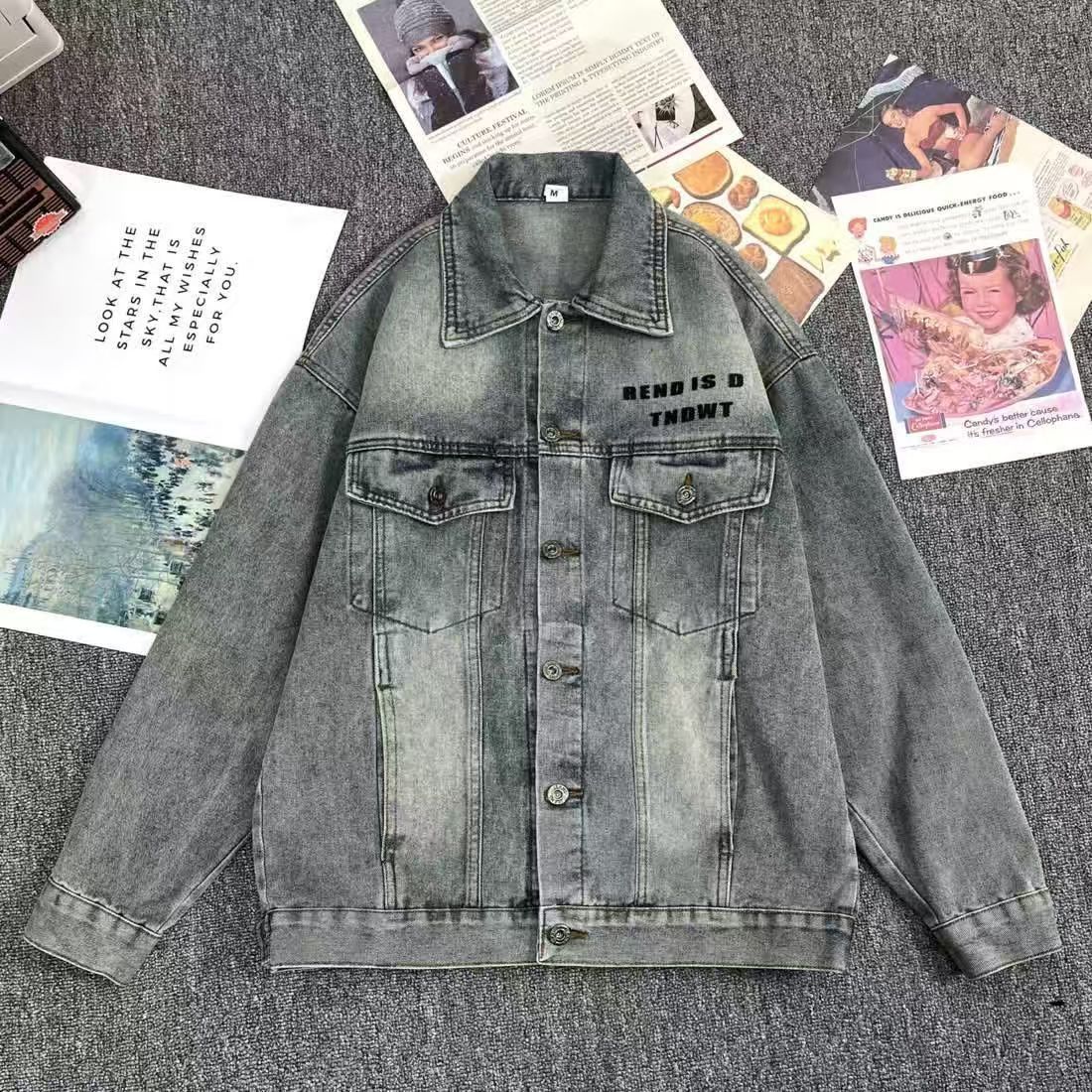 Vintage Vintage Wash Letter Print Denim Jacket Size M Size US M / EU 48-50 / 2 - 1 Thumbnail