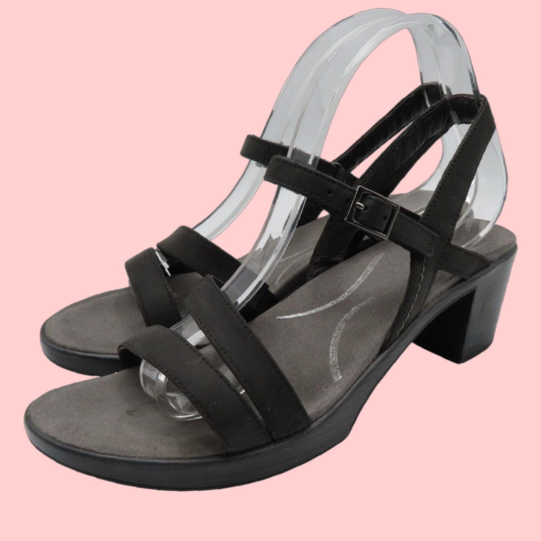Vintage Naot Bounty Black Leather Comfort Sandals Block Heel Shoes Strappy Womens 9.5 Us 41