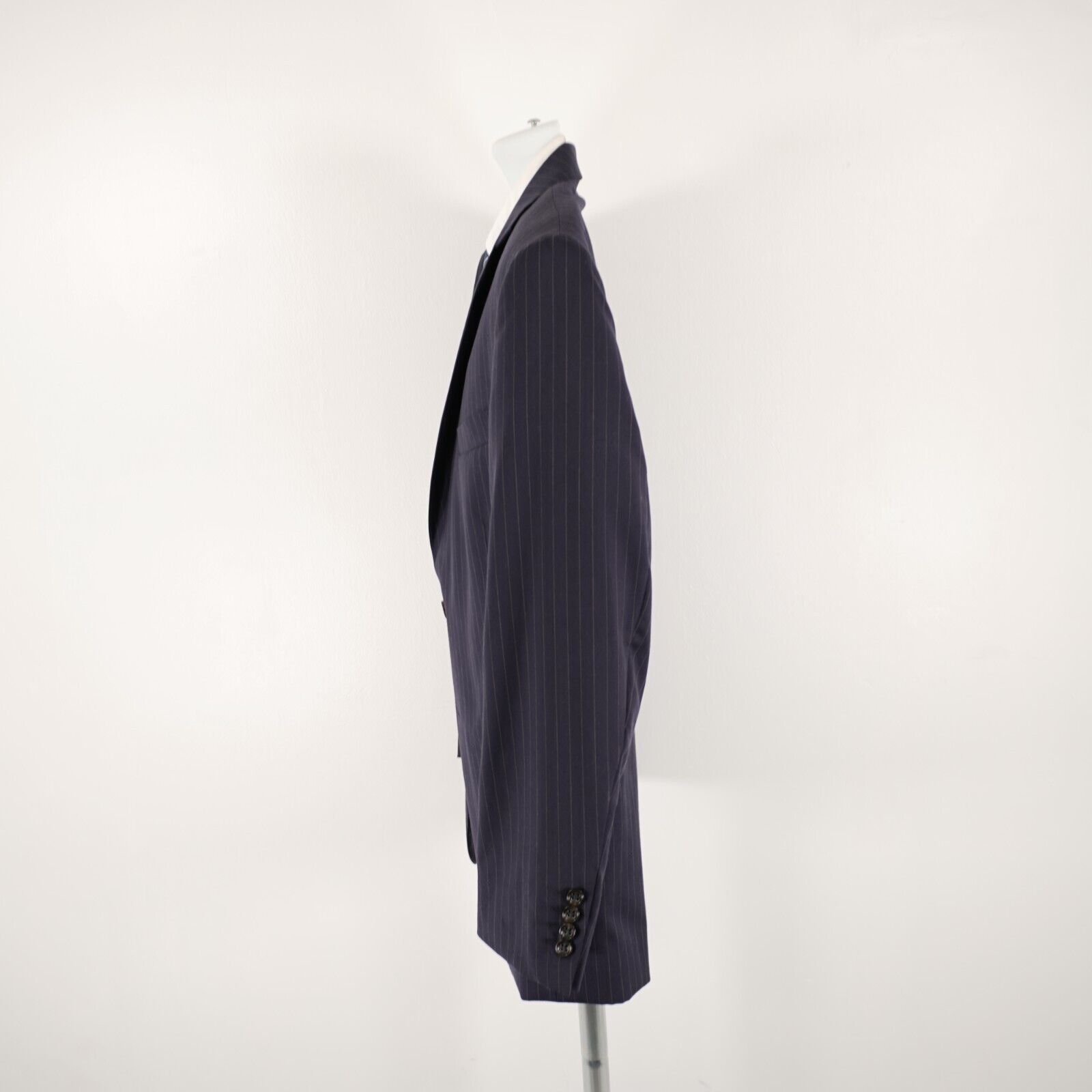 Stafford Stafford Super 100s Wool Blue Striped 2 Piece Suit 44R 37/33 Size 44R - 9 Thumbnail