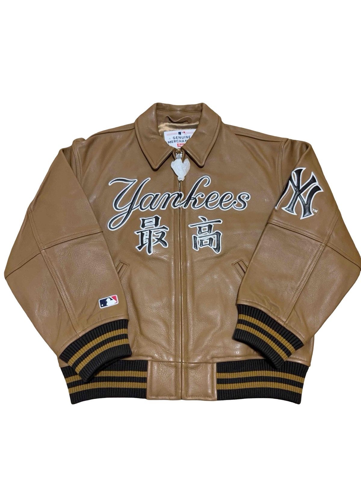 New York Yankees × Supreme Supreme Yankees Kanji Leather Jacket Size US S / EU 44-46 / 1 - 1 Thumbnail