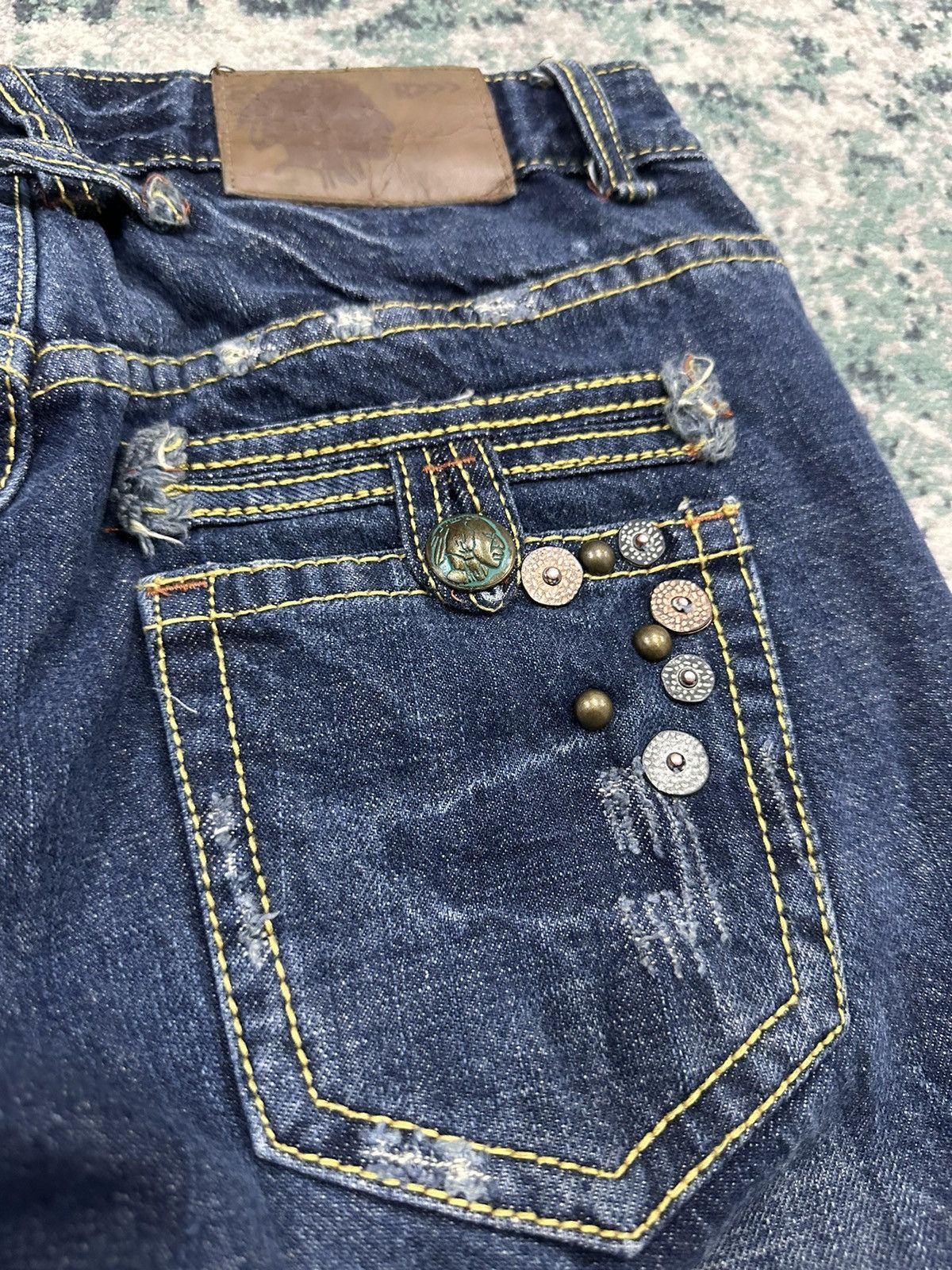 Japanese Brand Japanese Brand Studded Pocket Flare Denim Size US 28 / EU 44 - 10 Thumbnail