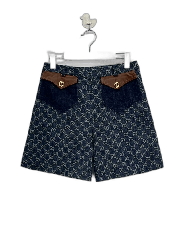 Gucci Gucci Double G Print Denim Shorts-yf Size US 42 / EU 58 - 1 Thumbnail