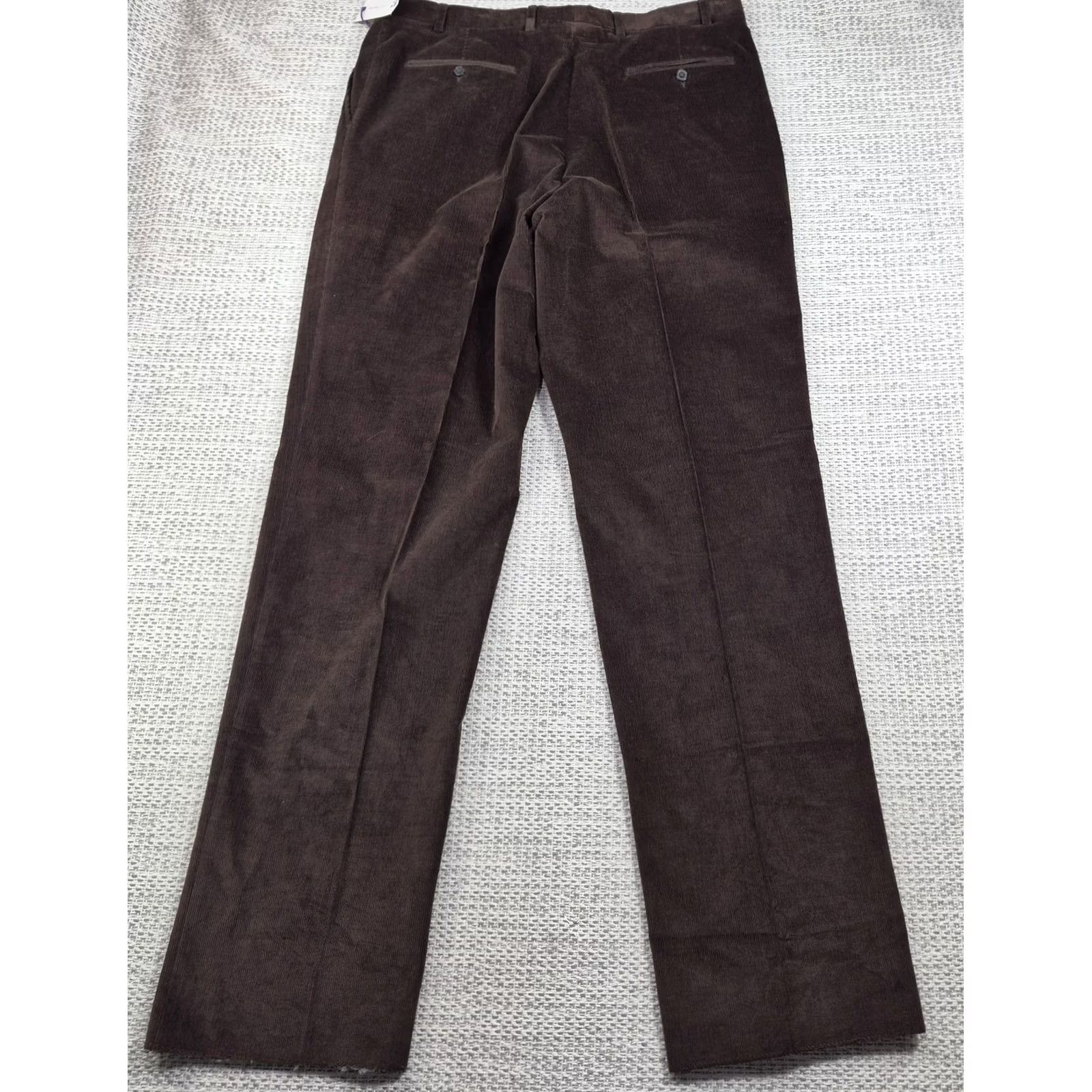 Rivieras Riviera Dress Pants Mens 38 Corduroy Pleated Classic Fit Stretch Unfinished Hem Brown 90s Retro Everyday Mens Dress Pants Size US 38 / EU 54 - 2 Thumbnail