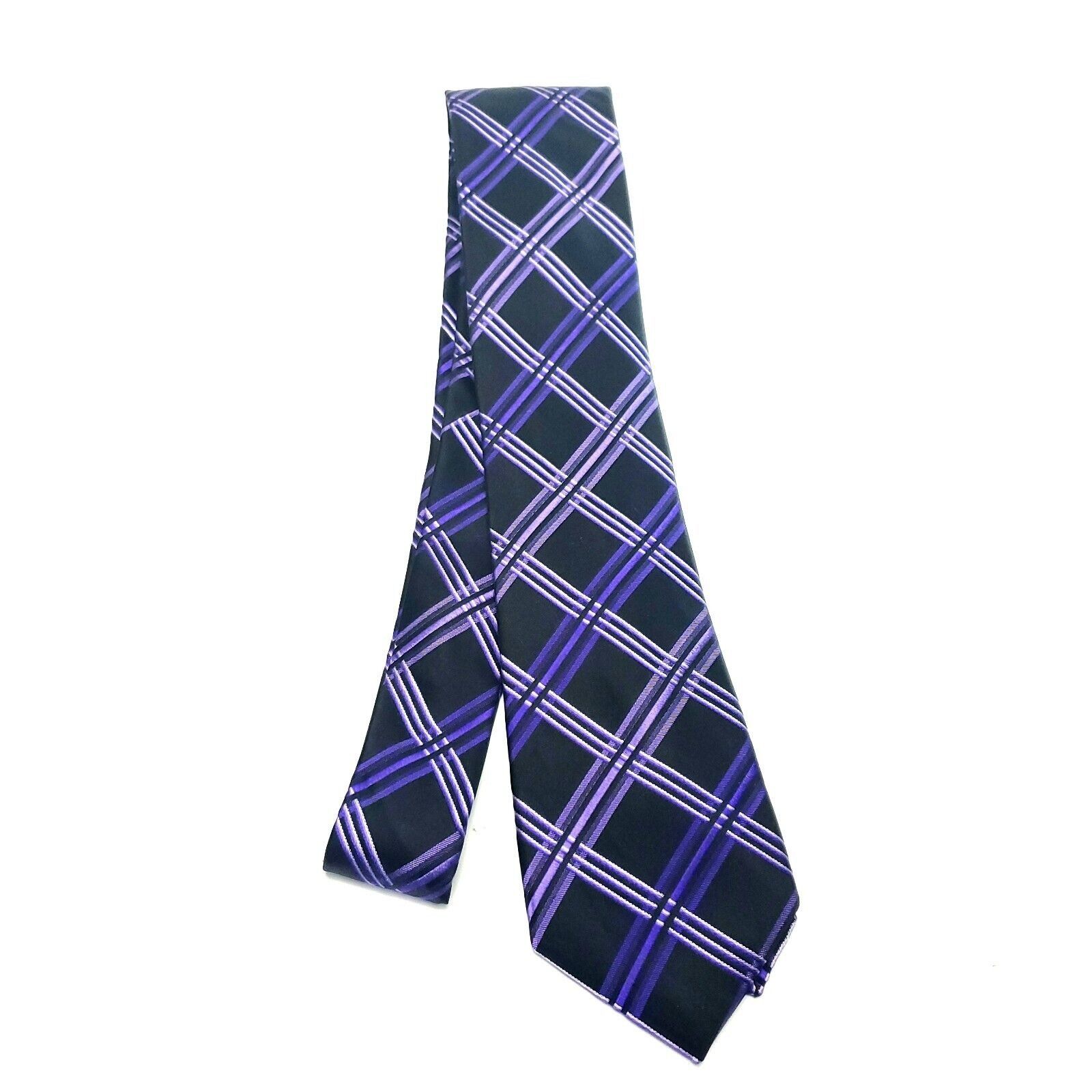 Arrow Arrow USA 1851 Black Purple Silk Tie Woven Striped Size ONE SIZE - 6 Thumbnail