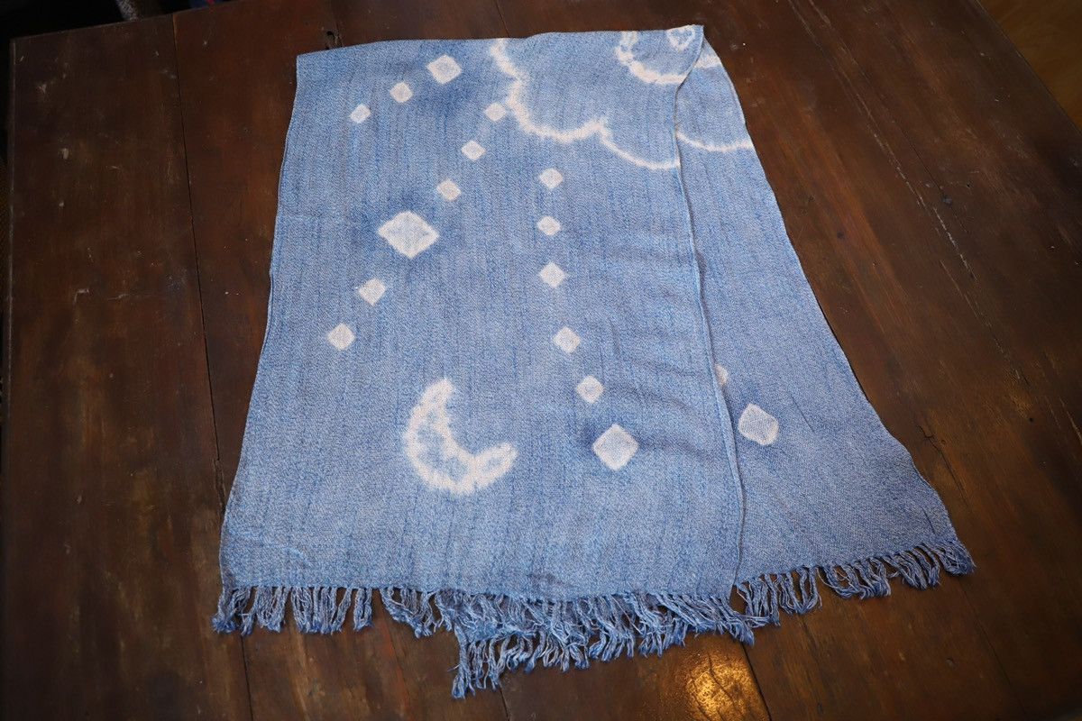 Japanese Brand Scarf Indigo dyeing, hand weaving natural cotton, long stole Size ONE SIZE - 7 Thumbnail