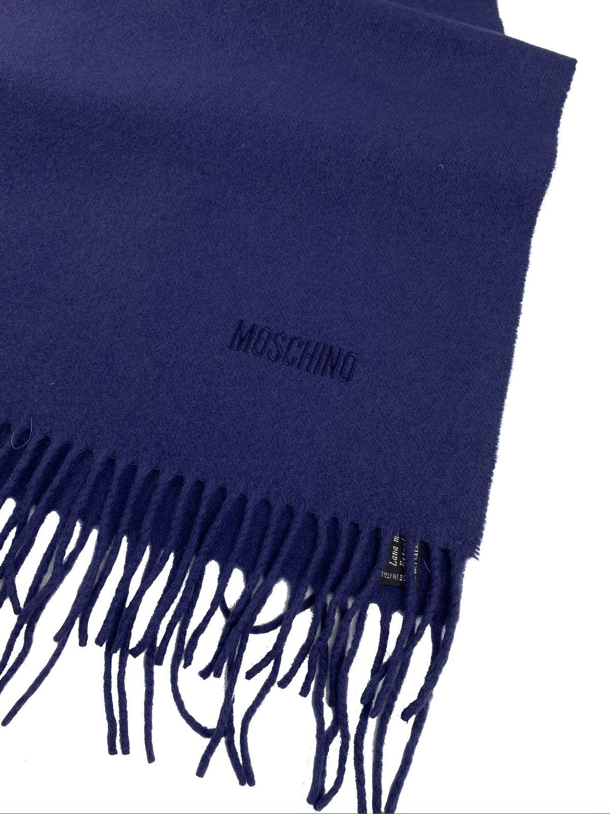 Moschino MOSCHINO UNISEX 100% MERINO WOOL BLUE SCARF MADE IN ITALY Size ONE SIZE - 4 Thumbnail