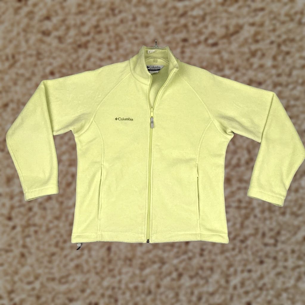 Vintage Columbia Fleece Jacket Womens Medium Yellow Full Zip Pockets Hiking Outdoor Size M / US 6-8 / IT 42-44 - 1 Thumbnail