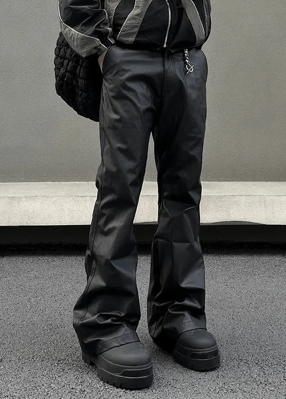 Japanese Brand × Vintage Avant garde retro pu leather flare pants Size US 34 / EU 50 - 1 Thumbnail