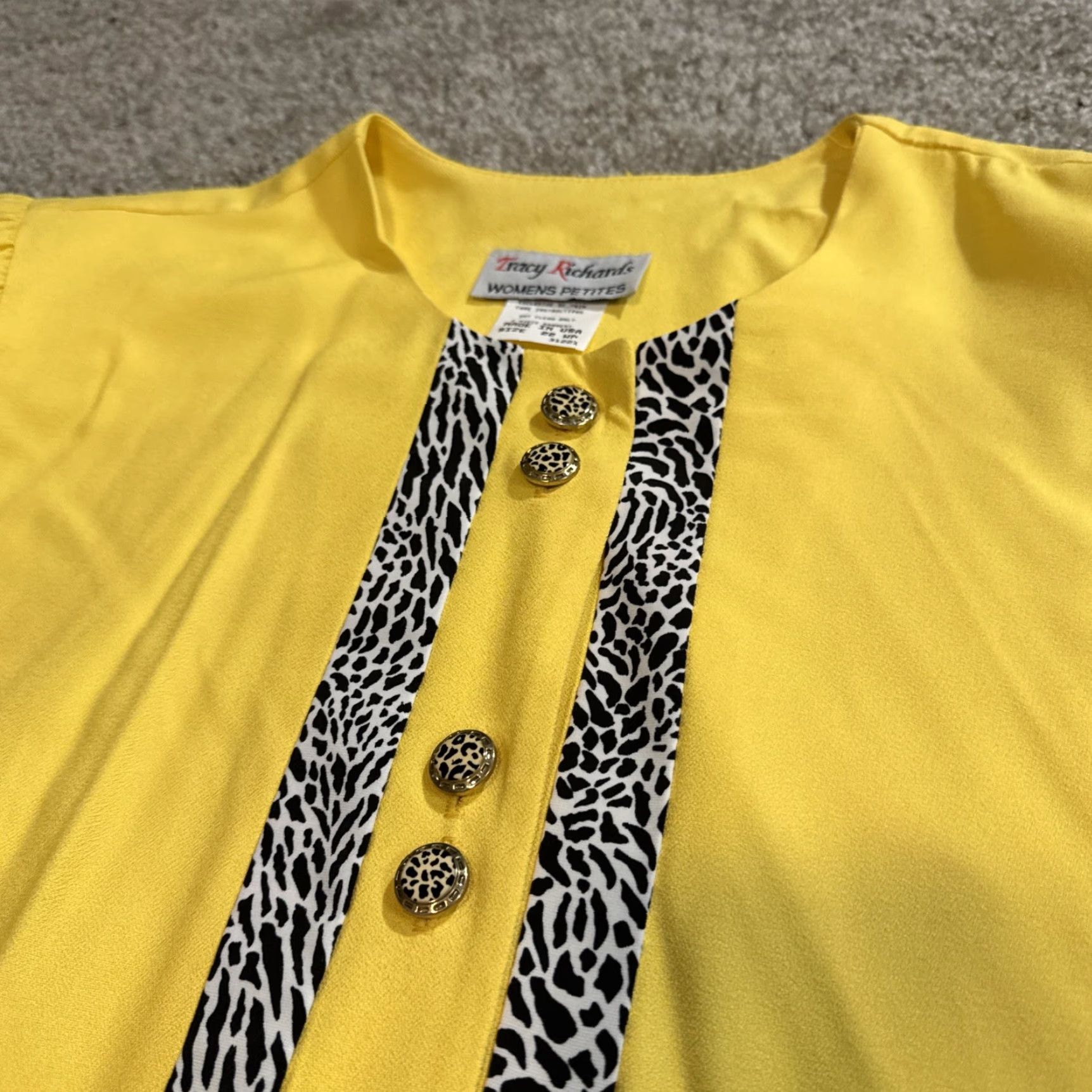 Vintage VINTAGE Tracy Richards Business Suit Blazer Skirt Women 22W Black Yellow 80s Size 40" / US 18 - 2 Thumbnail