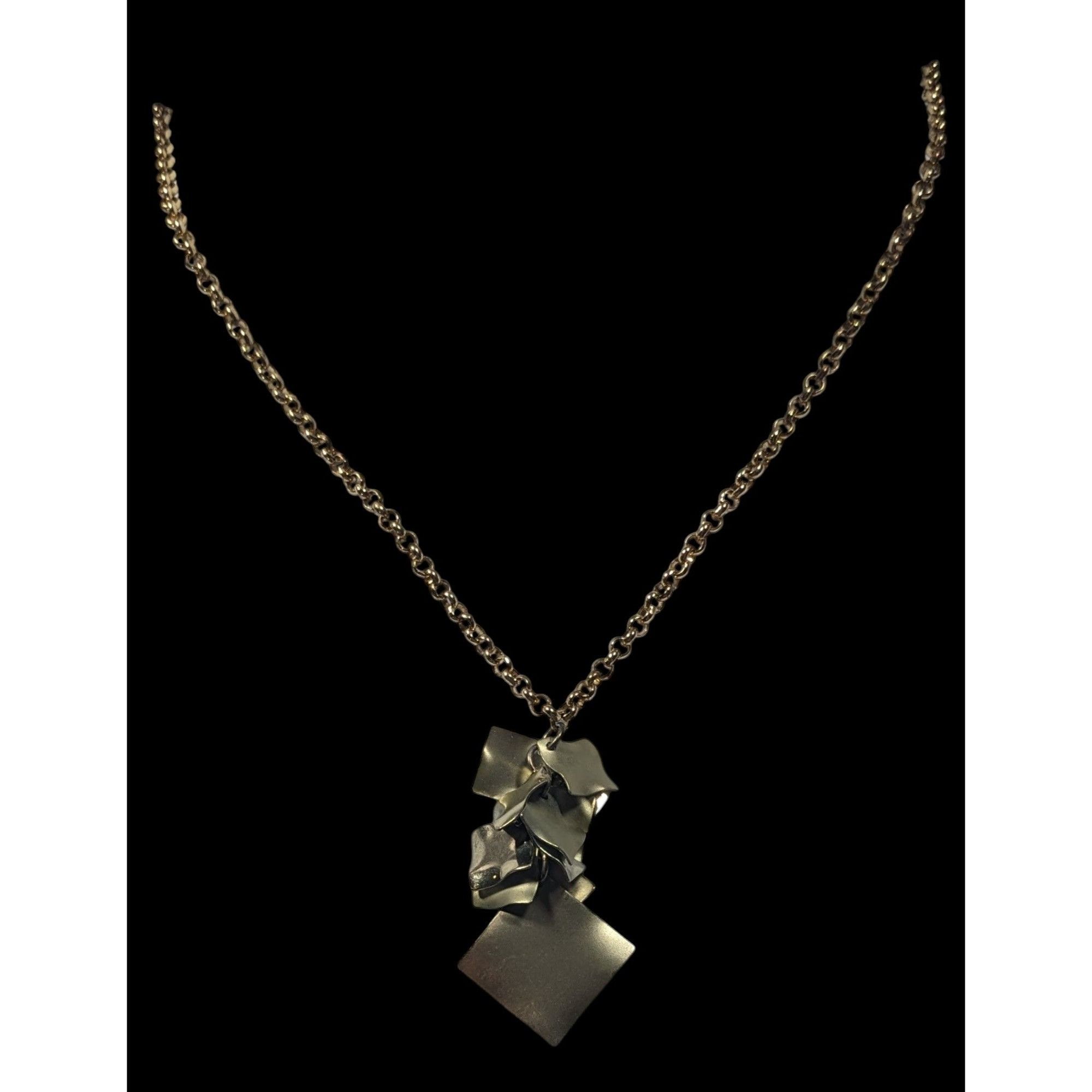 Other Modernist Textured Geometric Gold Tone Cluster Pendant Neckl Size ONE SIZE - 4 Thumbnail