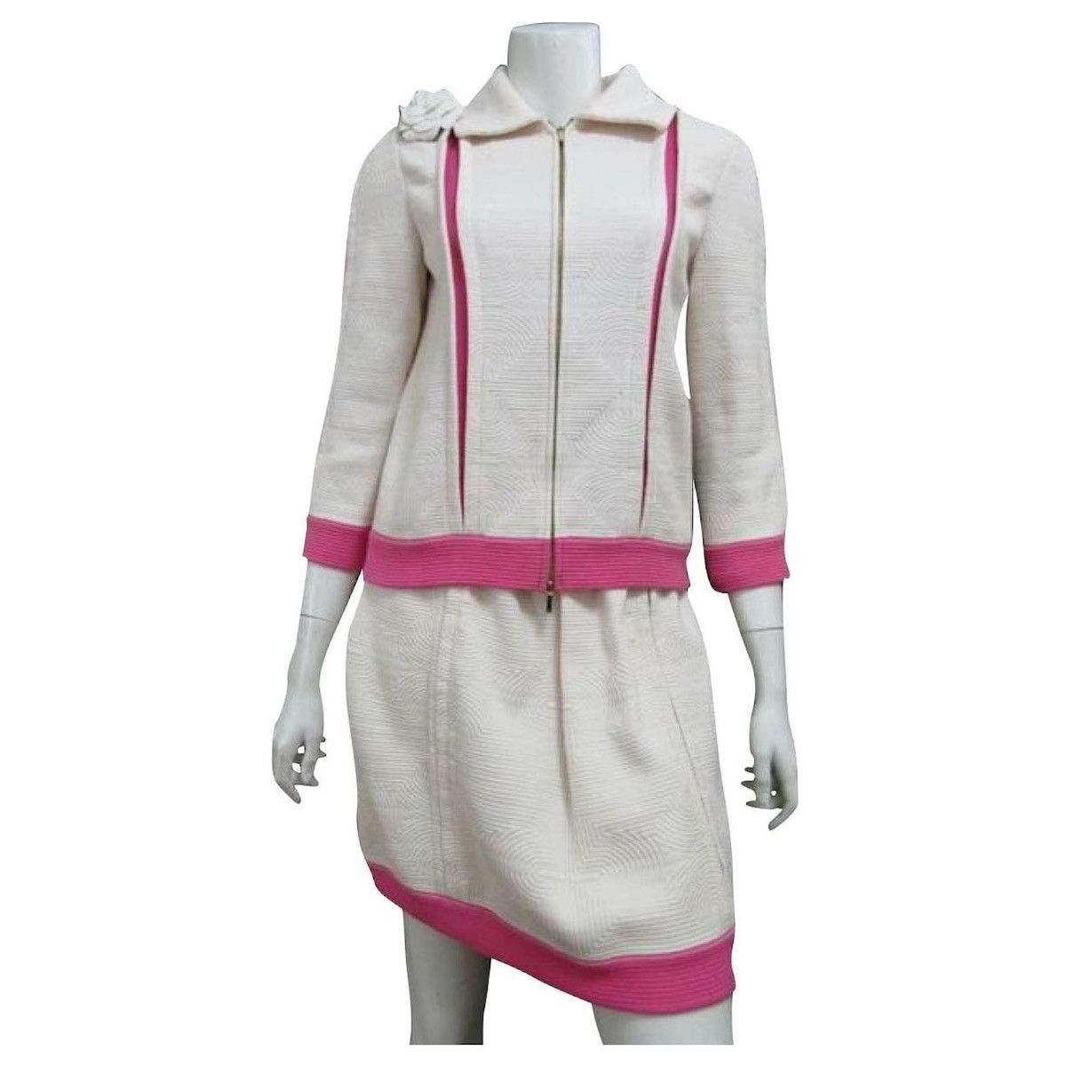 CHANEL 16C SOUL LINE ZIP SKIRT PINK WHITE