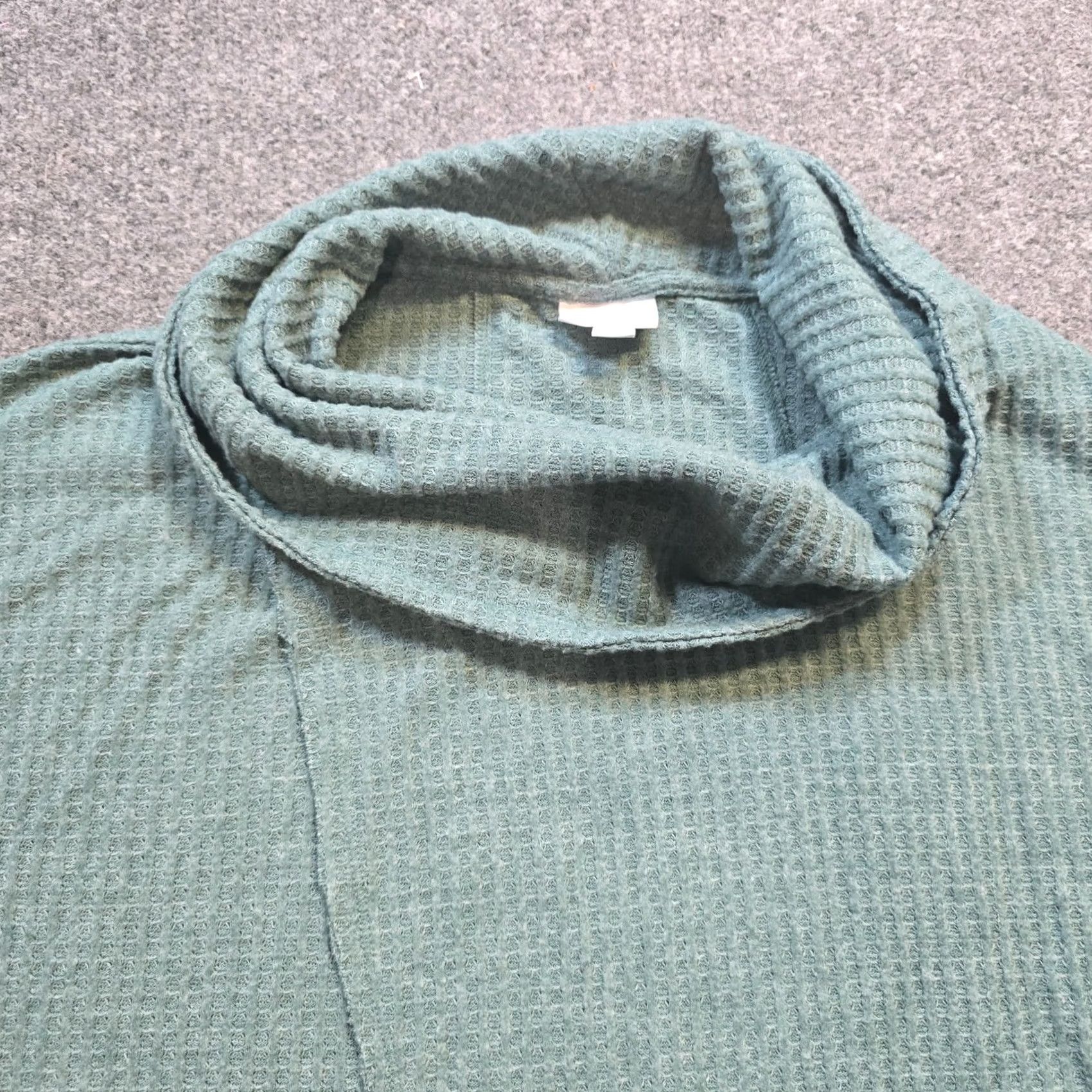 Vintage LuLaRoe Top Womens M Green Cowl Neck Waffle Knit Open Front Blouse Shirt Casual Basic Size M / US 6-8 / IT 42-44 - 2 Thumbnail