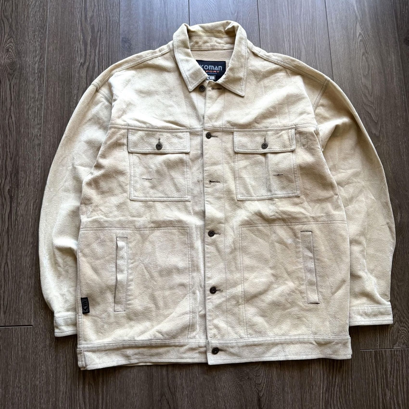 Vintage Koman 2XL Beige Fleece Button Front Shacket Casual Shirt Jacket Mens Size US XXL / EU 58 / 5 - 3 Thumbnail