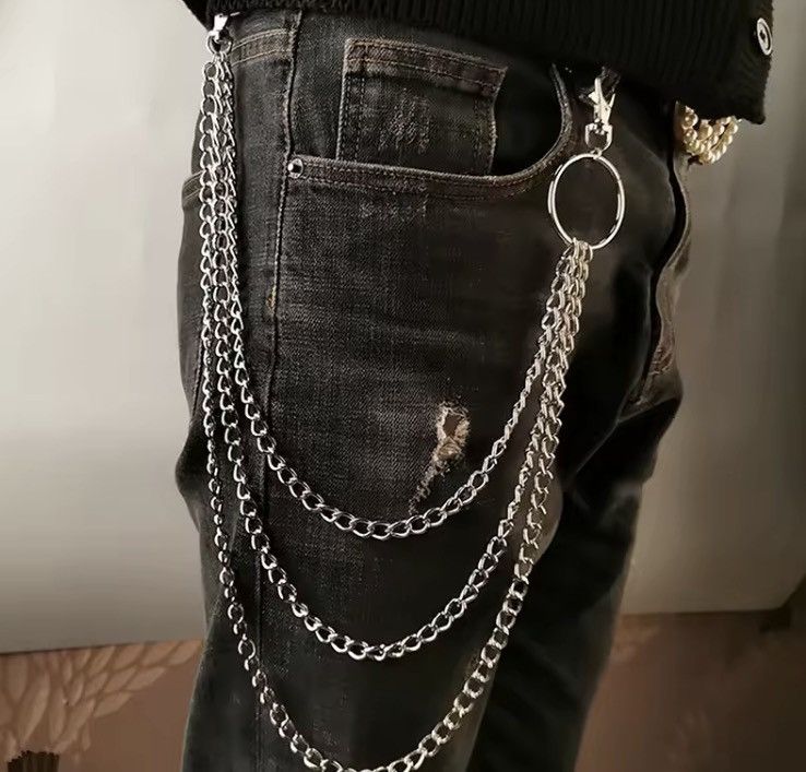 Jewelry Triple Layer Biker Chain Wallet Chain Size ONE SIZE - 3 Thumbnail