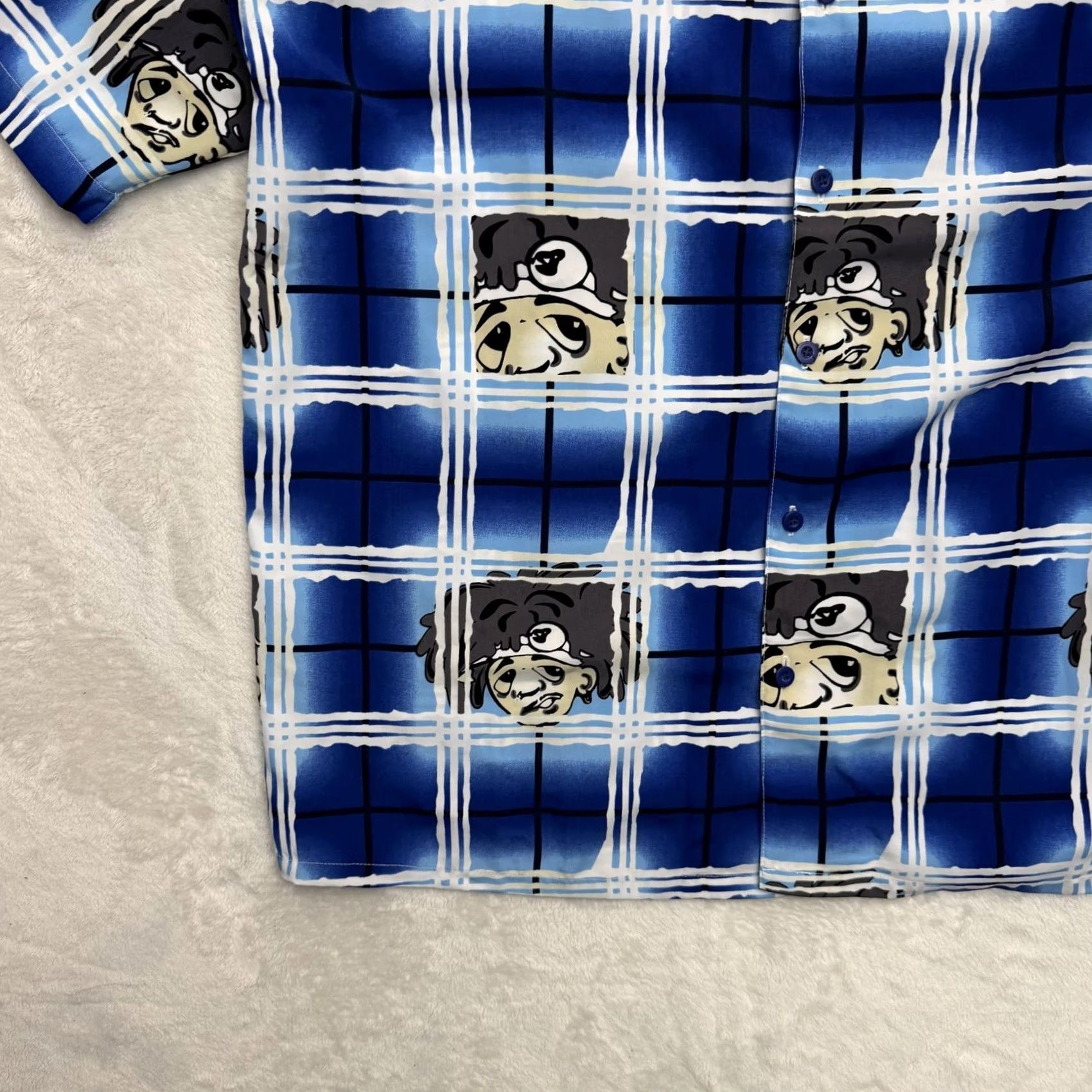 Vintage VINTAGE Seals Shirt Mens L Blue Cartoon Stussy Camp Button Up Korea Y2K Size US L / EU 52-54 / 3 - 6 Thumbnail