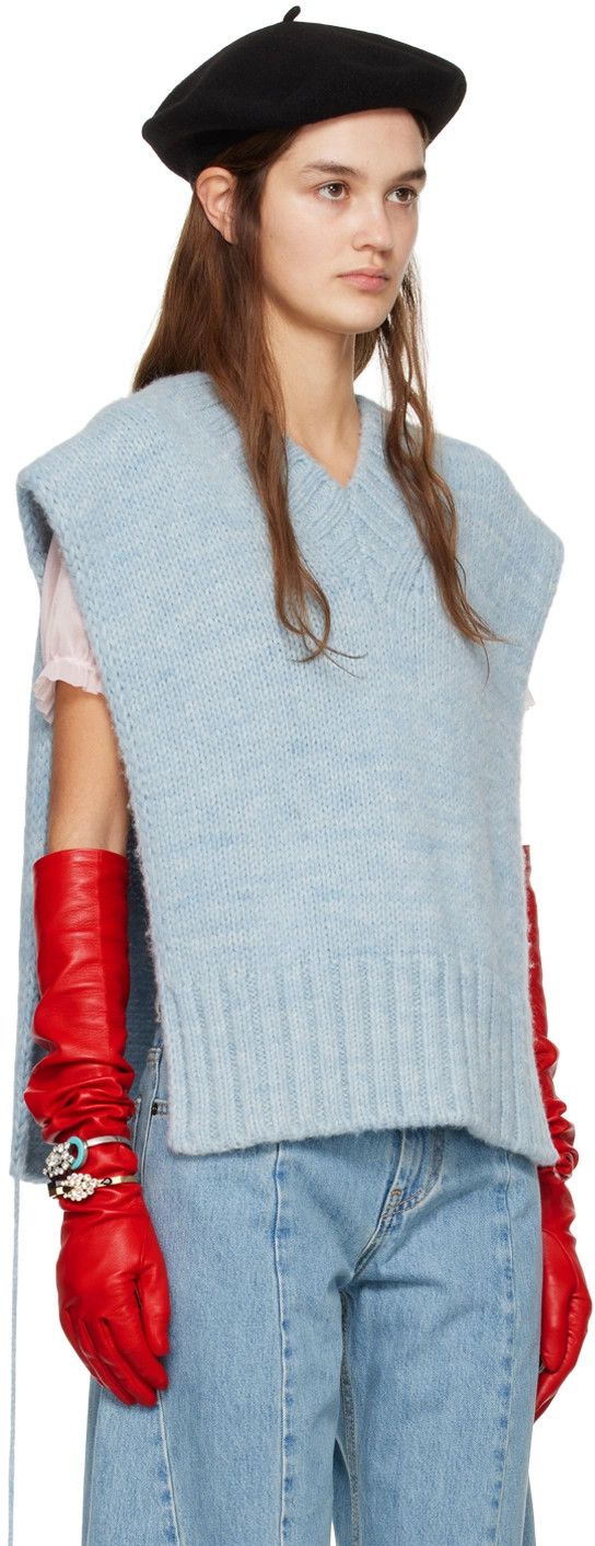 Maison Margiela o1y0625 V-neck Sleeveless Sweater in Sky Blue Size M / US 6-8 / IT 42-44 - 2 Thumbnail