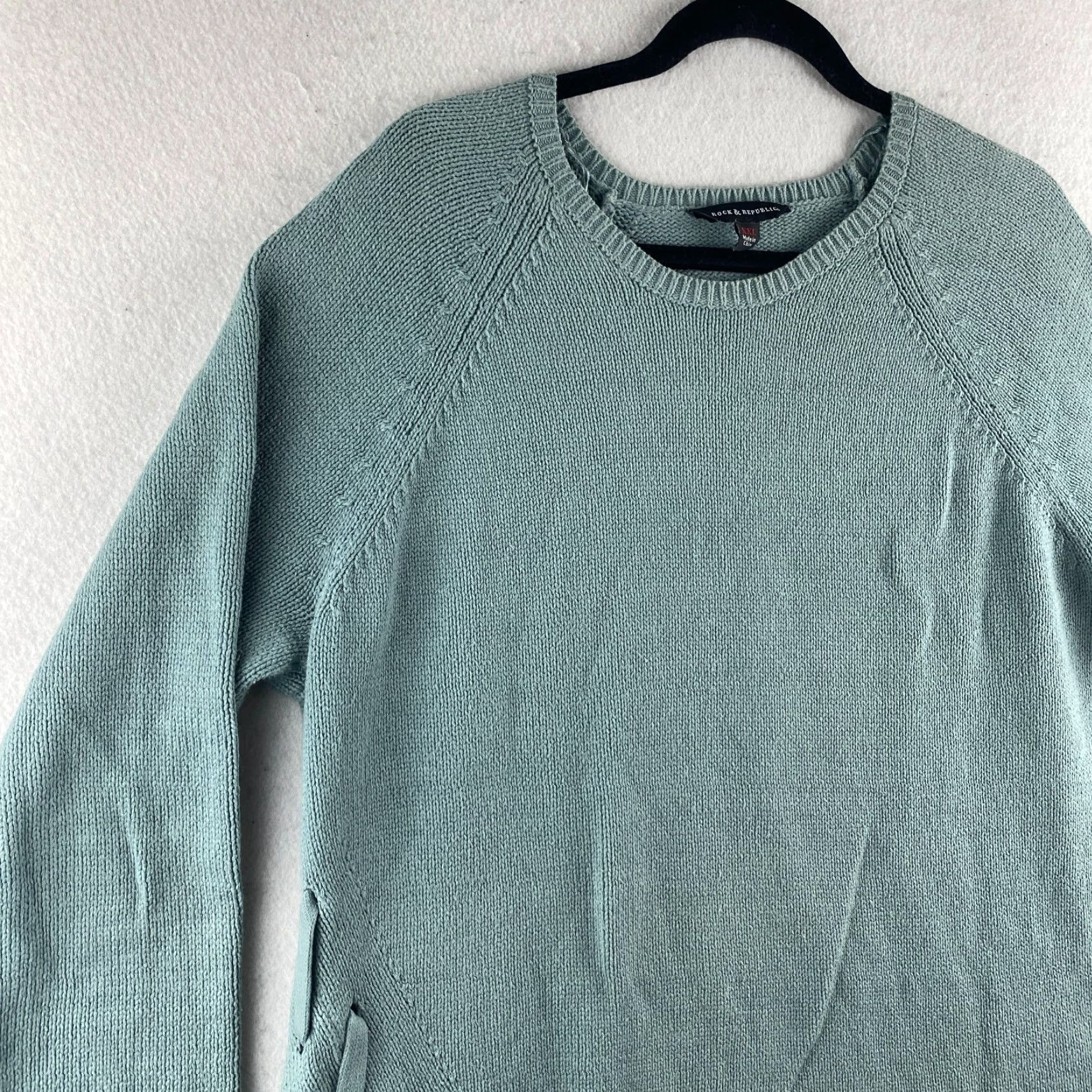 Vintage Rock & Republic Sweater Womens 2XL Blue Pullover Long Sleeve Lace Side Tie Size XXL / US 16-18 / IT 52-54 - 4 Thumbnail