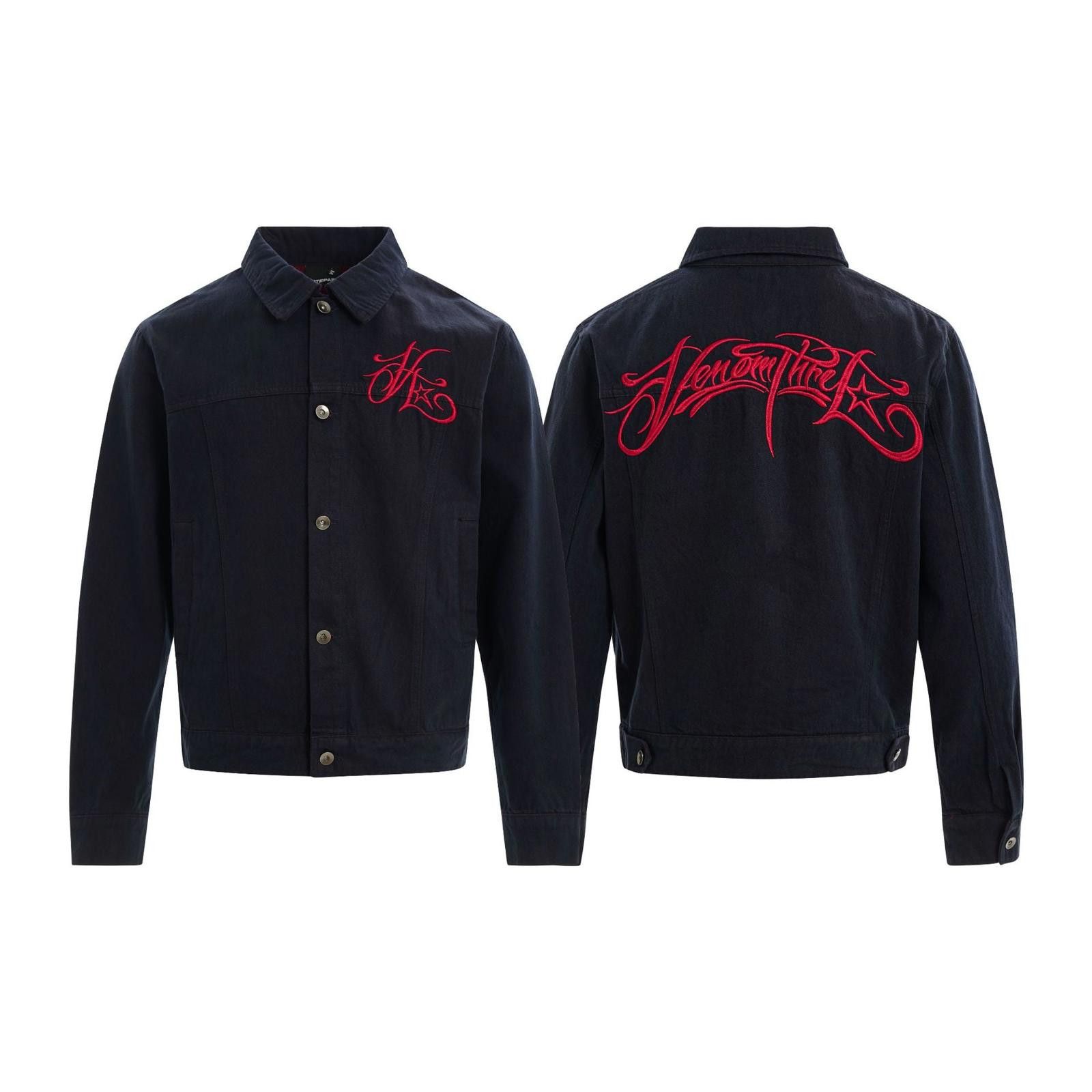 Japanese Brand Navy Slim Fit Denim Jacket, Button-Front Outerwear Size US M / EU 48-50 / 2 - 2 Thumbnail