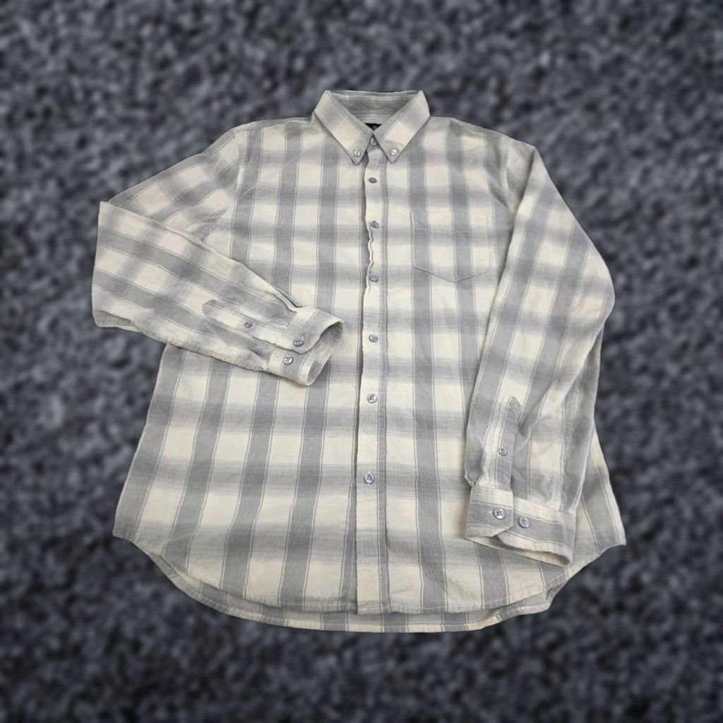 Ben Sherman Ben Sherman Mens Long Sleeve Beige/Grey Plaid Cotton Shirt L Corduroy Button-Up Pocket Embroidered Classic Fall Winter Spring Casual Travel Canary Size US L / EU 52-54 / 3 - 1 Thumbnail